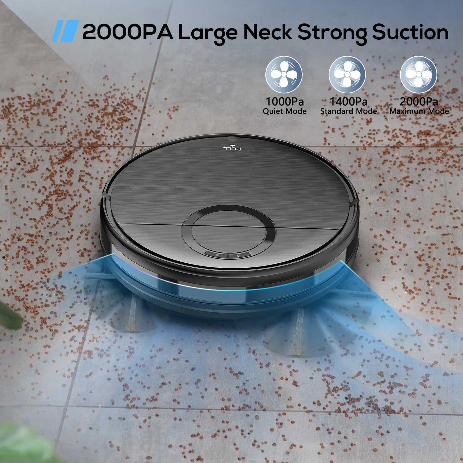 UMMUND Robot Vacuum and Mop Combo, 2 in 1 Mopping Robotic Vacuum Cleaner with Schedule, Wi-Fi/App/Remote, Max Suction 2000Pa, Self-Charging, Slim, Ideal for Hard Floor, Pet Hair, Low-Pile Carpet