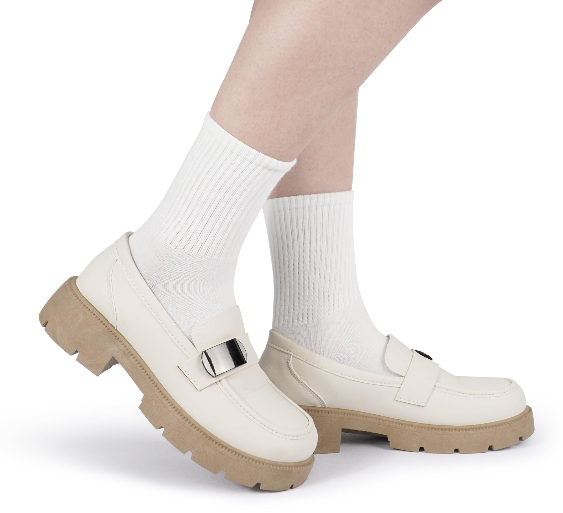 BomKinta Women Casual Calf Socks - Cute Cotton Crew Socks - Soft Above Ankle Sock 6 Pairs All White Size 5-10