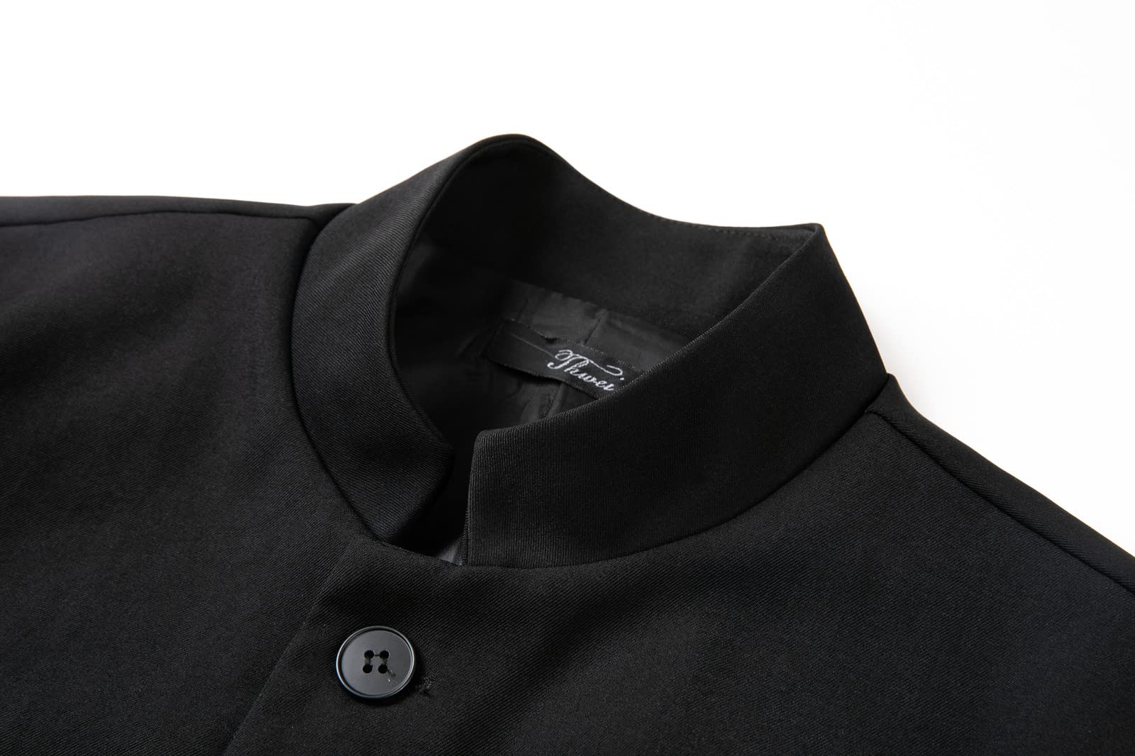 THWEI Mens Casual Suit Blazer Jackets Stand Collar Business Sport Coats Black L