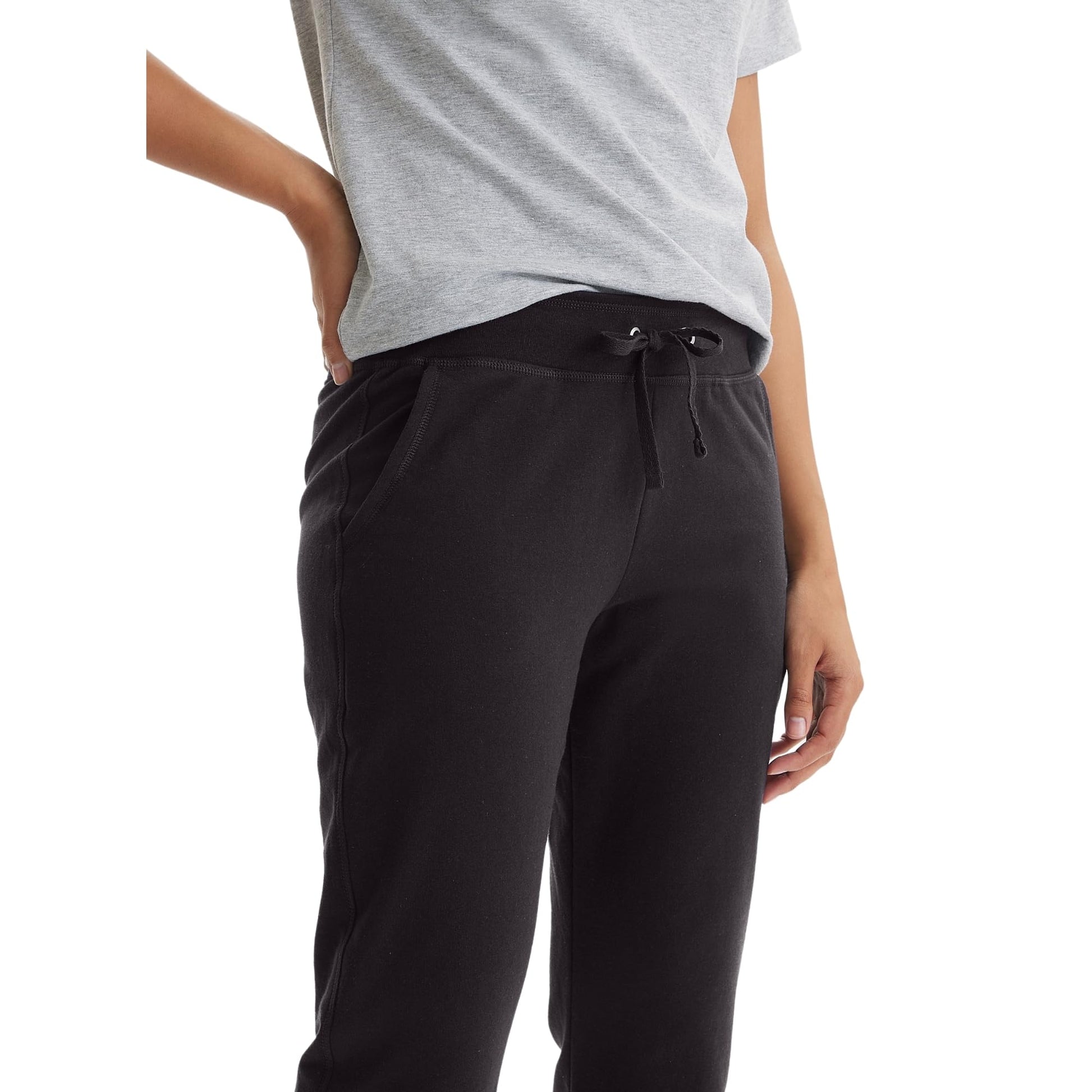 Hanes womens French Terry Pocket pants, Black, X-Large US
