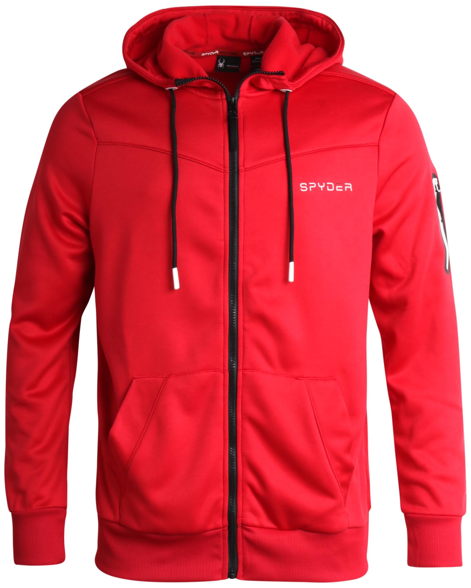 Spyder Men's Active Sweatshirt - Performance Tech Fleece Zip Hoodie Sweatshirt - Workout Full Zip Track Jacket for Men (S-XL), Size X-Large, Spyder Red