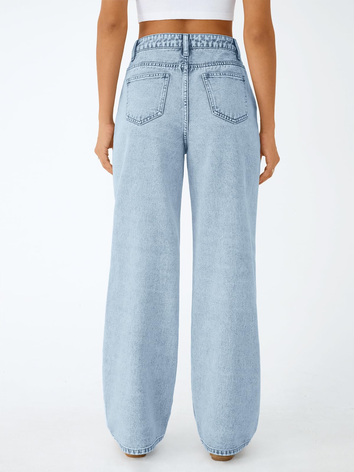 Trendy Queen Jeans for Women Wide Straight Leg High Waisted Stretchy Baggy Jeans Fashion Loose Denim Pants Fall Clothes 2025 SBlue 12