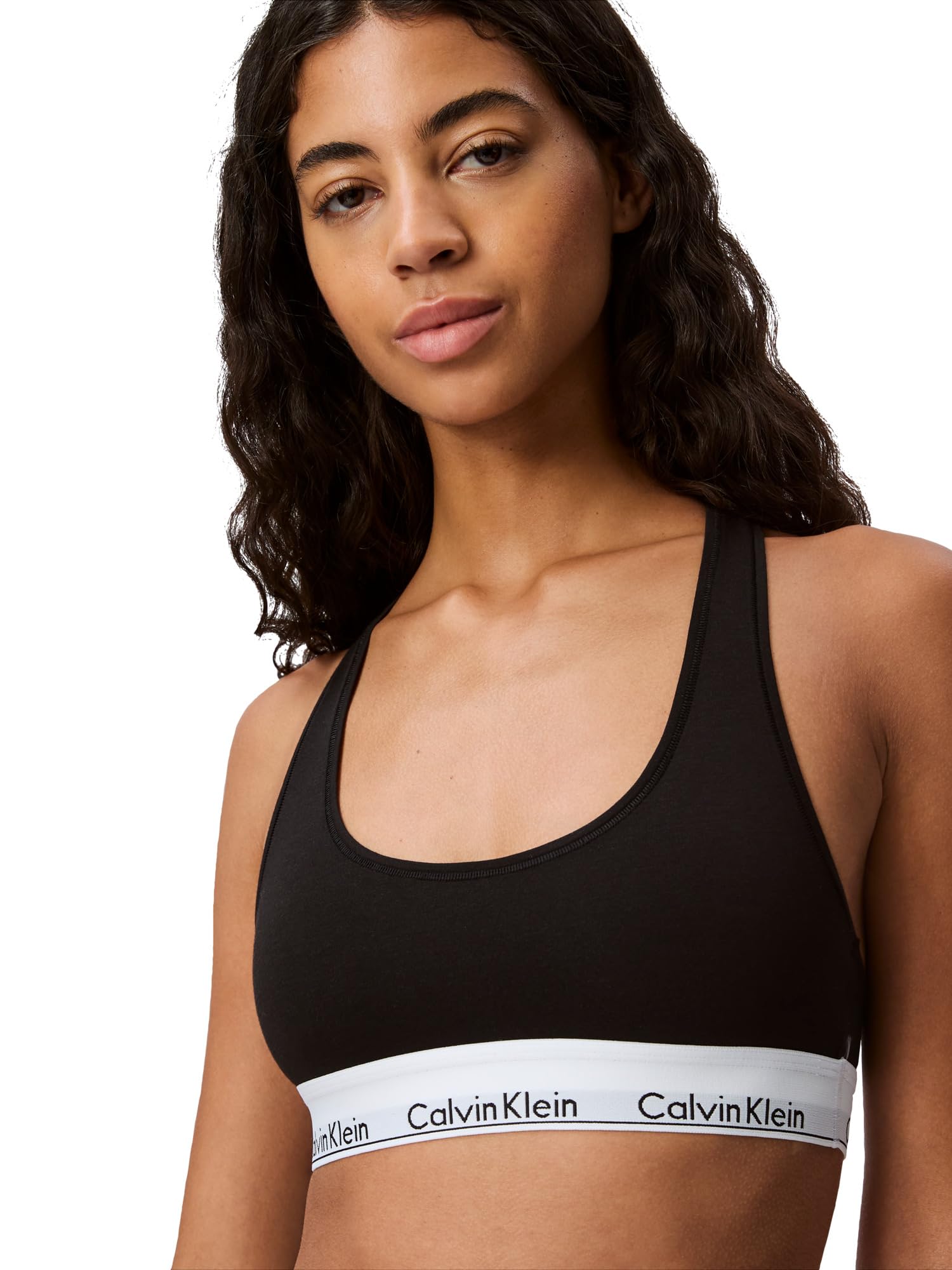 Calvin Klein Women's Polyester & Elastane Non-Wired and Non-paded Bralette Bra (29639810003_Black_Medium)