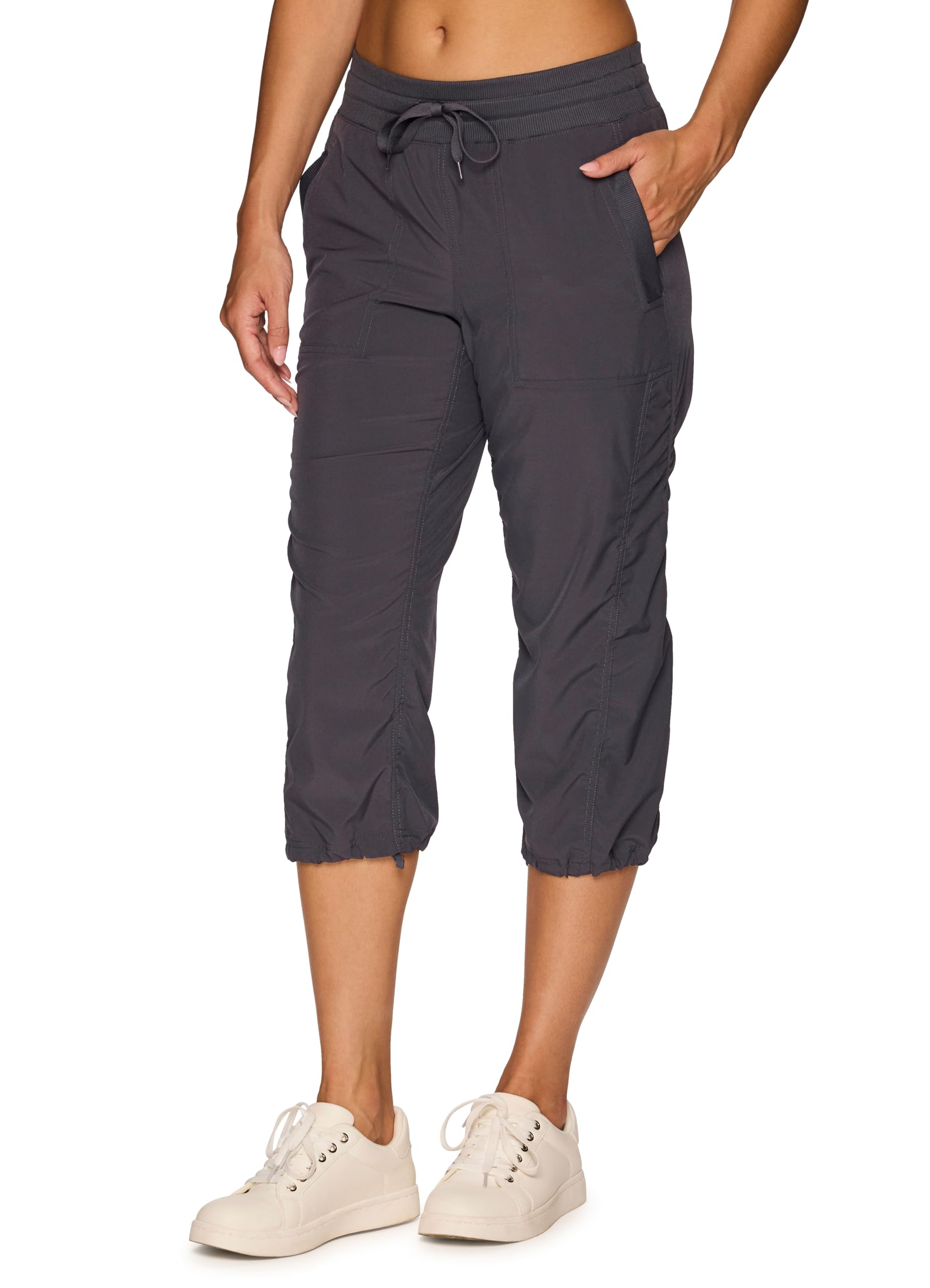 RBX Active Women's Lightweight Capri Pant Drawstring Joggers for Women Charcoal S21 XS