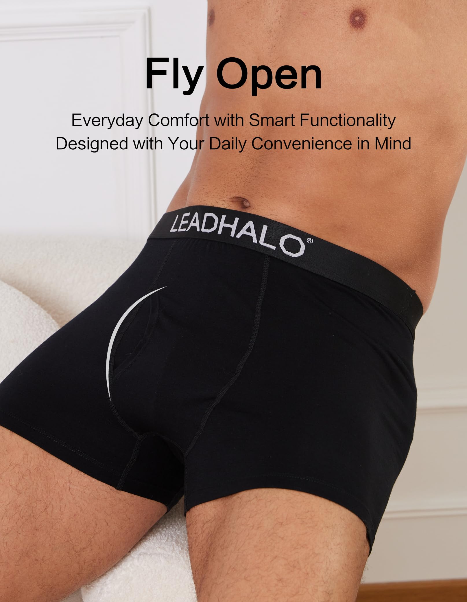 LEADHALO Merino Wool Mens Underwear, Mens Boxer Briefs Moisture Wicking Breathable with fly, Compression Boxers for Man for Athletic Sport Workout 3 Pack M