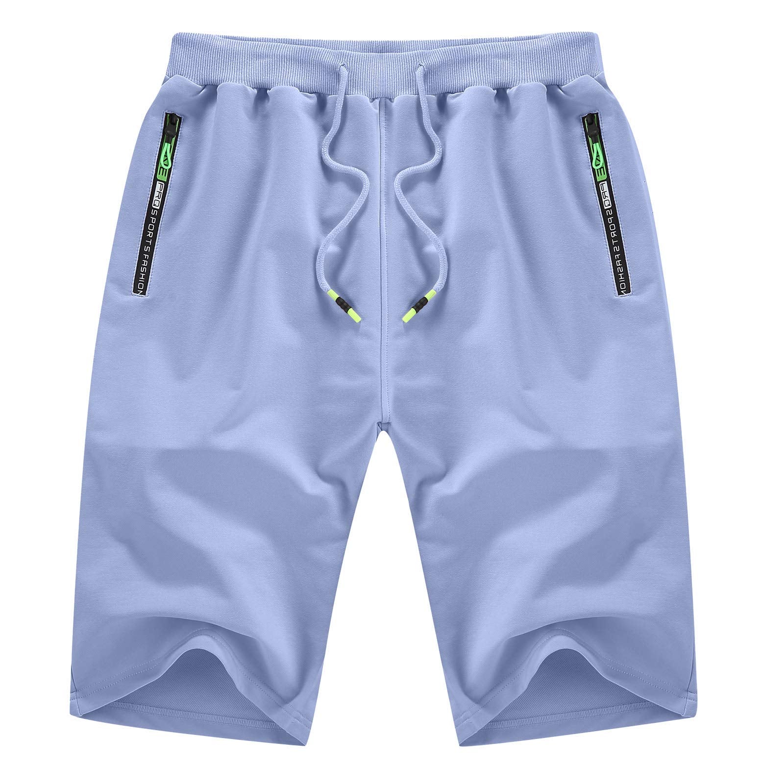 YTD Men's Shorts Casual Classic Fit Drawstring Summer Beach Shorts with Elastic Waist and Pockets L Blue
