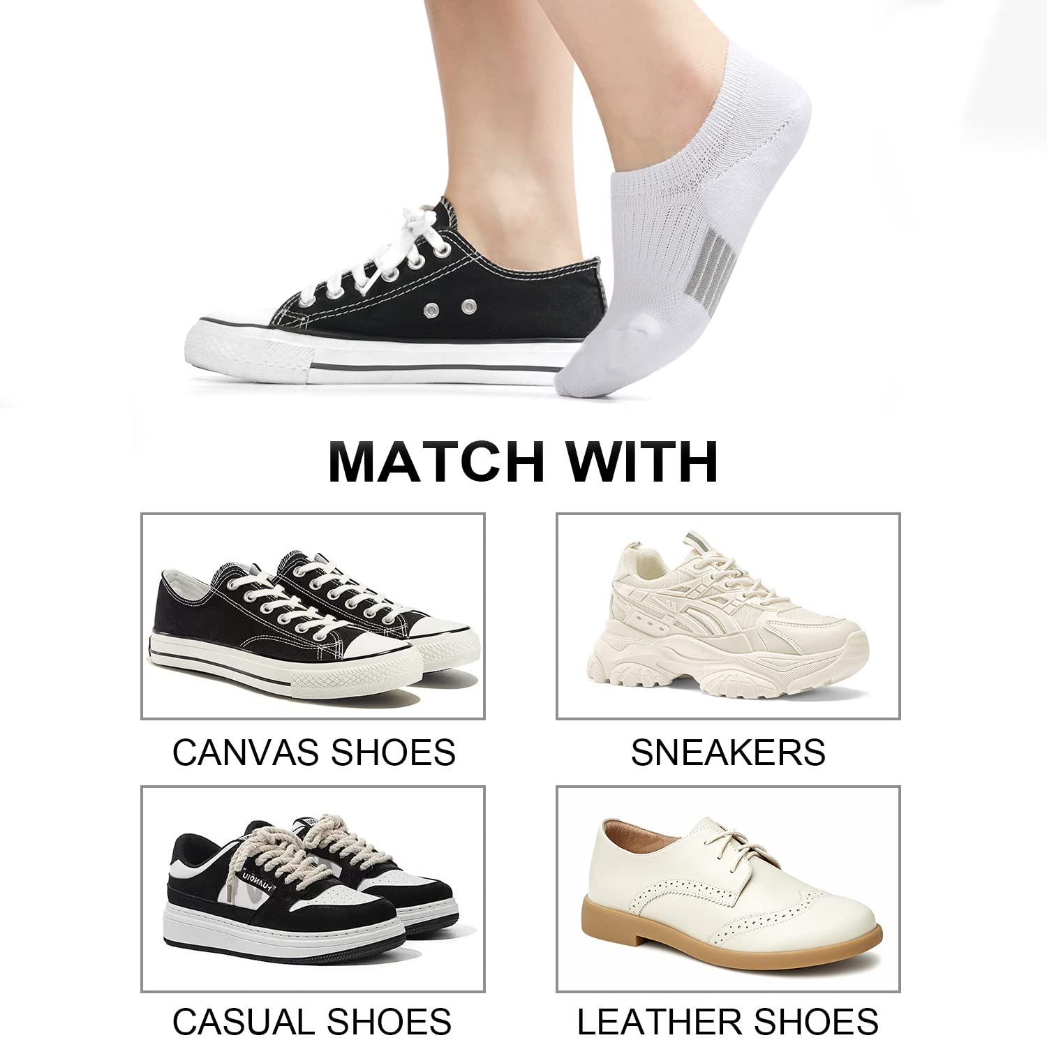 Toes Home No Show Socks Womens Cushioned Low Cut Athletic Hidden Liner Socks for Sneakers Footies Ankle Sports Invisible Running Socks 6 Pairs Size 6-9