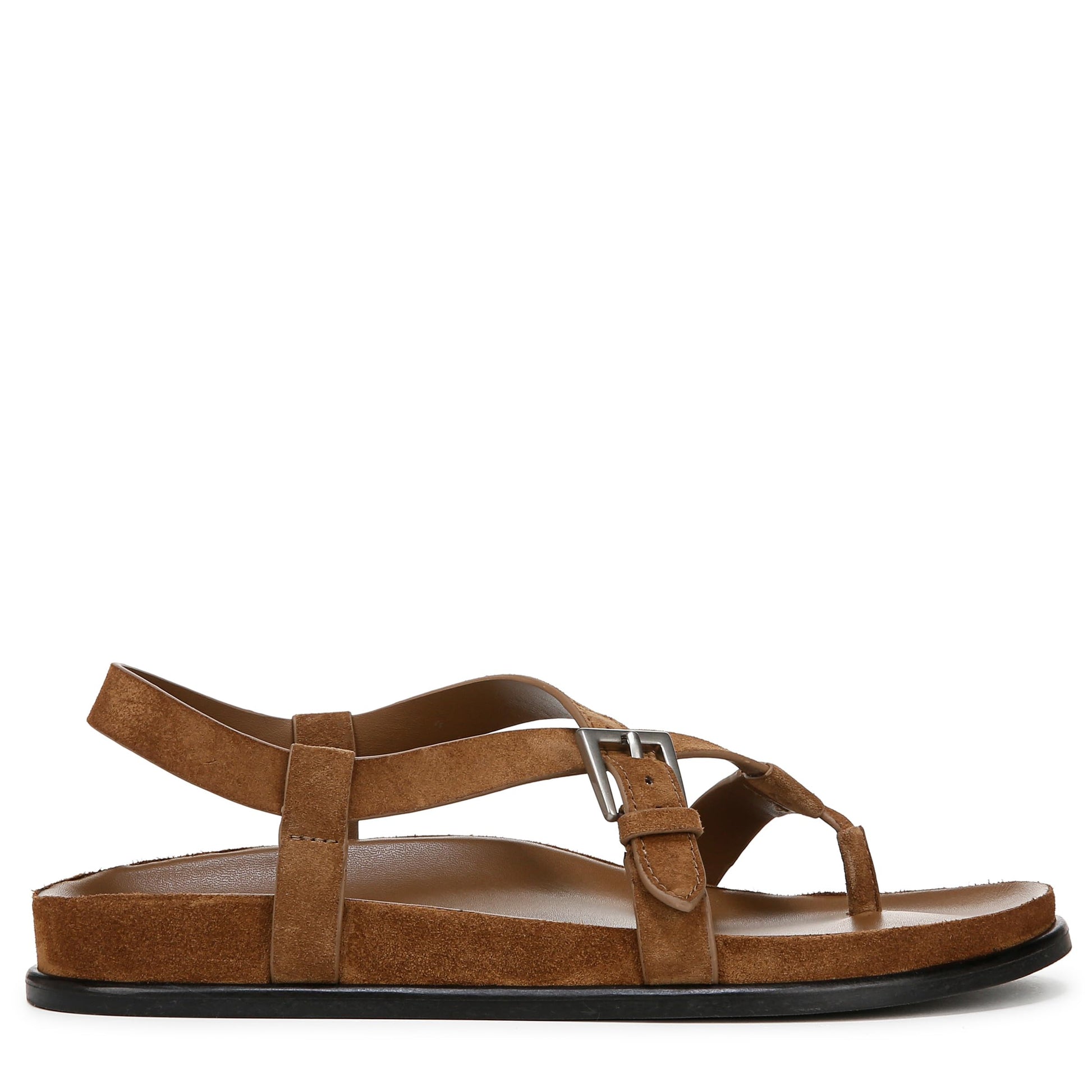 Vince Womens Franca Flat Sandal Elmwood Suede 8 M