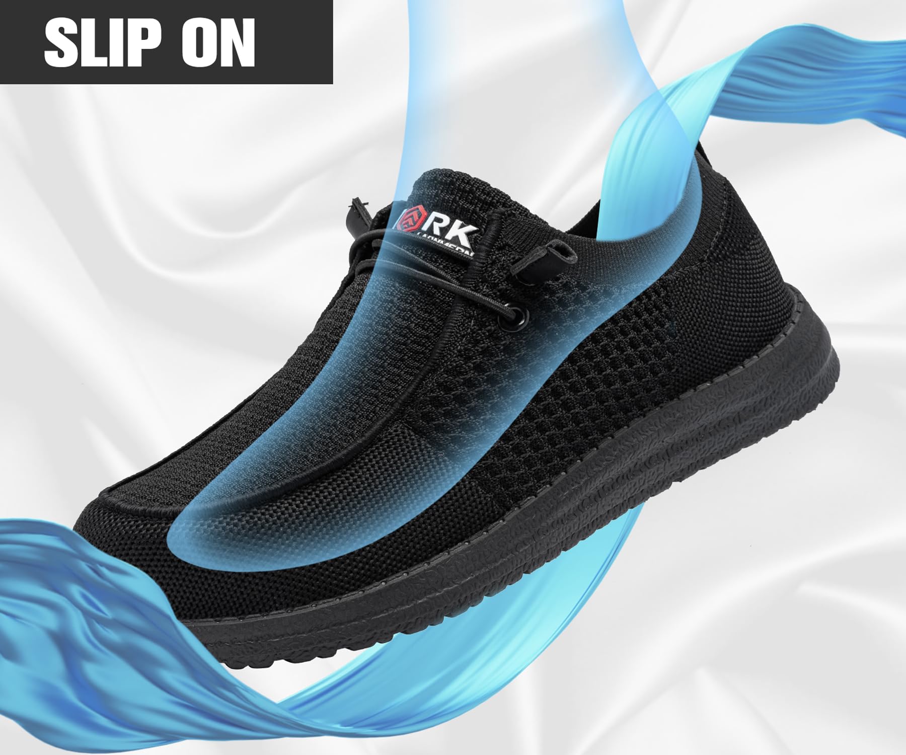 LARNMERN Slip On Steel Toe Shoes Men Lightweight Comfortable Lounging Walking Sneakers Safety Work Steel Toe Loafers(13 Wide Men, Black)