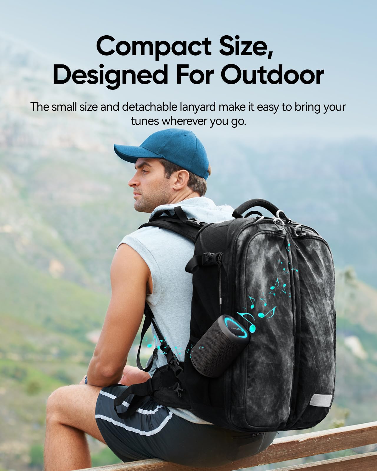 Portable Bluetooth Speaker with Lights, Stocking Stuffers, Powerful Crystal Clear Sound, IPX5 Waterproof, All Day Playtime, BT 5.3, TWS Paring, Small Wireless Speaker for Outdoor, White Elephant Gifts