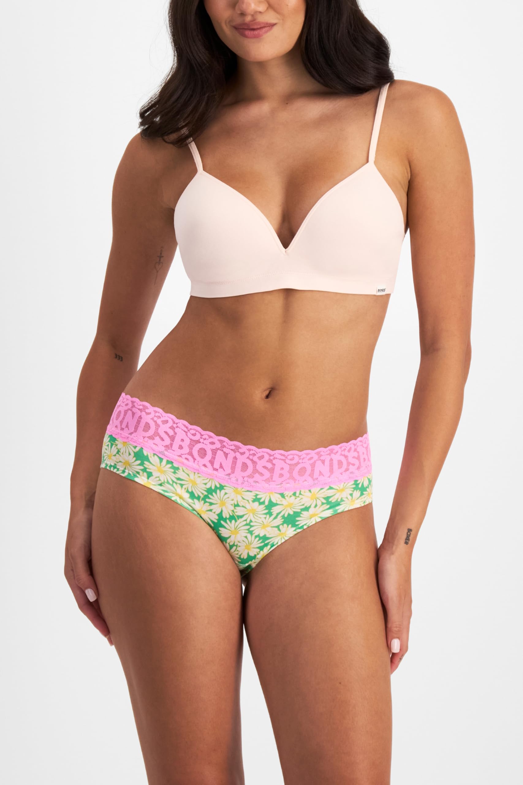 Bonds Women's Underwear Hipster Pack, Lace-Top Icons Hipster Panties for Women, Stretchy Cotton-Blend Underwear for Women, 3-Pack