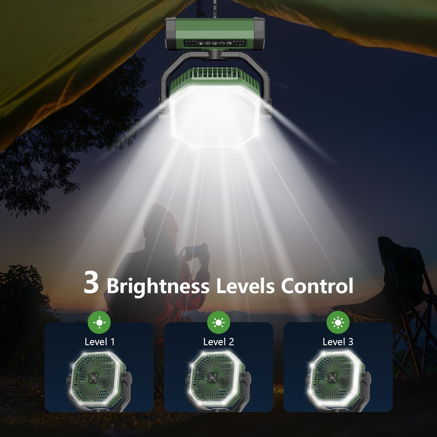 Portable Fan 24000mAh Battery Powered with Remote & LED, 4 Speed Strong Airflow, Desk/Camping/Outdoor/Gym Fan for Office Travel Treadmill Camping Gear