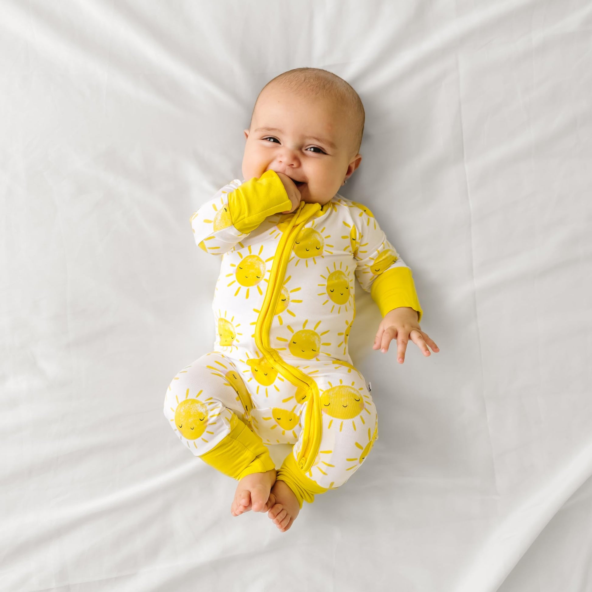Little Sleepies Pajamas for Baby Boys & Girls, Viscose from Bamboo Baby Pajamas, Snug Sleeper, Toddler PJs, 2-Way Zipper, Sunshine, 12-18M