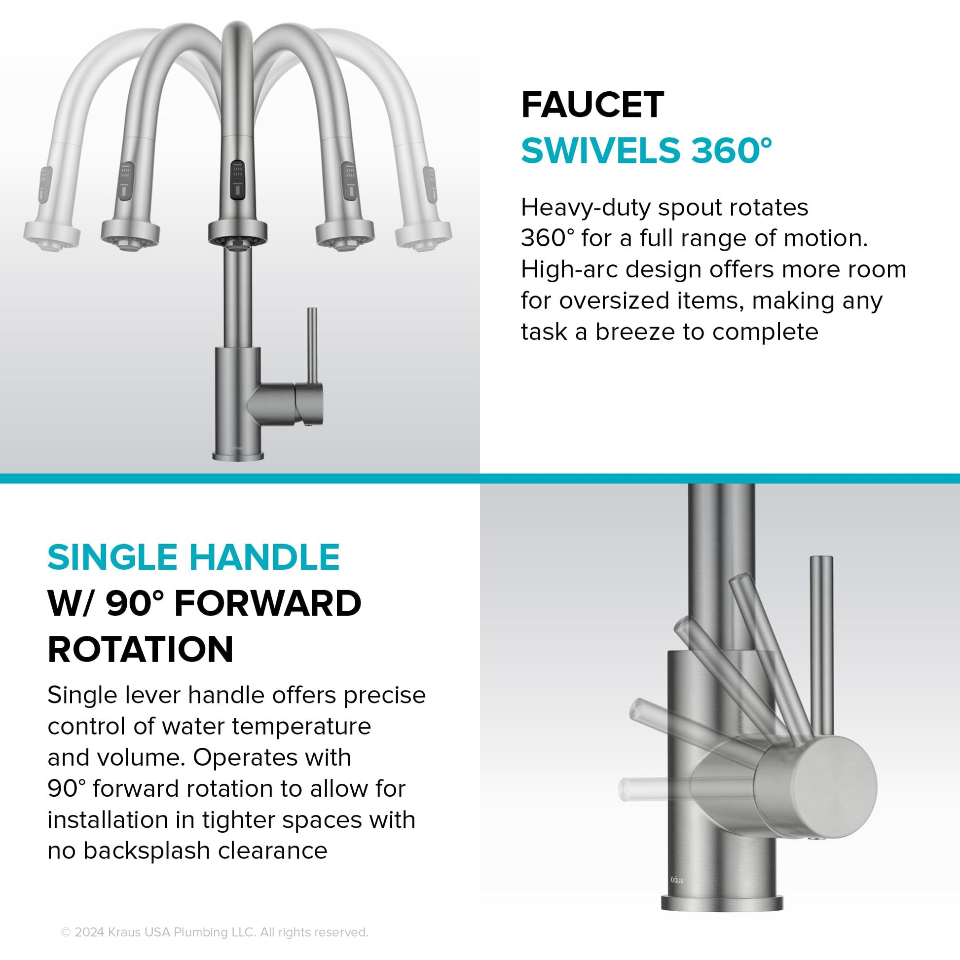 KRAUS Bolden 2-Function Single Handle Pull Down Kitchen Faucet in Matte Black, KPF-1616MB