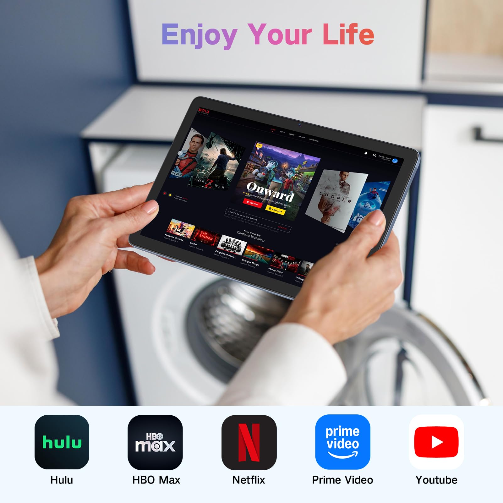 Winsing Tablet, Android 15 Tablets 10 inch with 12GB RAM+128GB Storage+2TB TF Card Expand, Octa-Core, 1280*800 HD Touch Screen Computer Tablet, 8-10H Long-lasting Battery Life,Wi-Fi & BT 5.0,Gray Blue