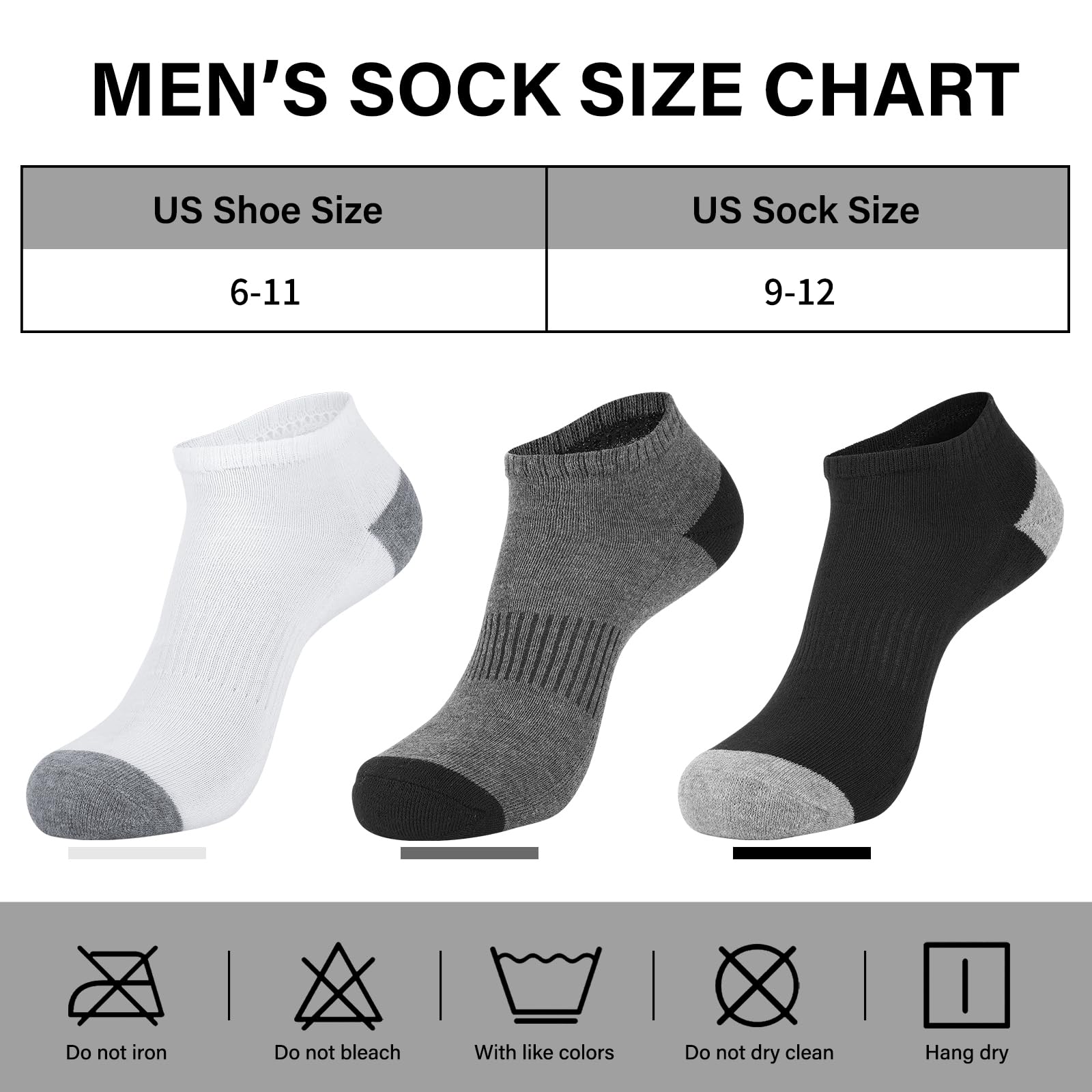 eallco 10 Pairs Mens Ankle Socks Low Cut Socks for Men Athletic Socks Breathable Cushioned White