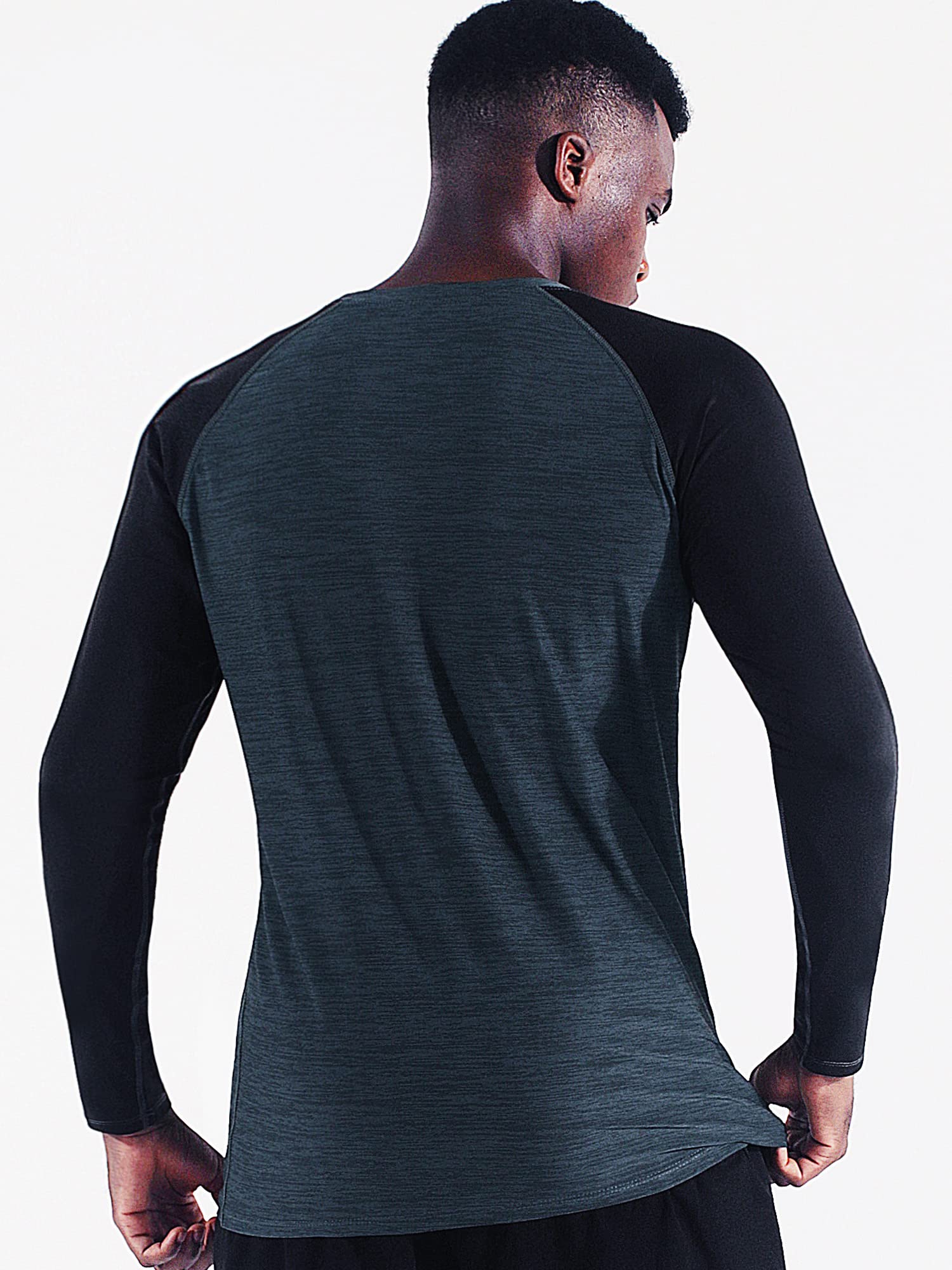 NELEUS Men's Running Shirt Long Sleeve Workout Shirts,5073,3 Pack,Navy/Slate Grey/Light Grey,3X-Large