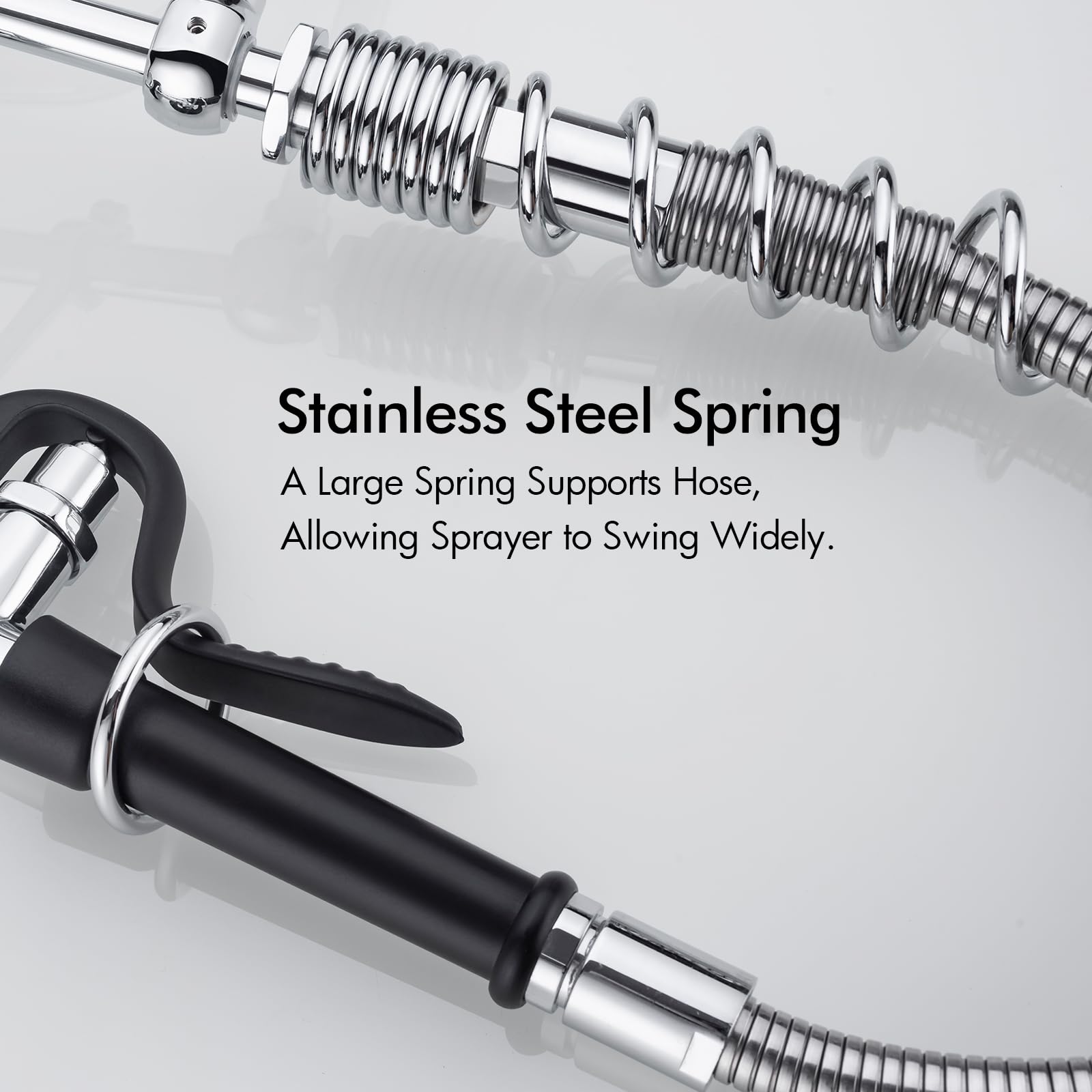 BAGNOLUX Commercial Sink Faucet, 8" Center Wall Mount Base with Pull Out Spray 9.6" Add-on Swing Spout 25" Height, Double Handle Pre Rinse Sprayer Commercial Rv Kitchen Faucet with Ceramic Valve