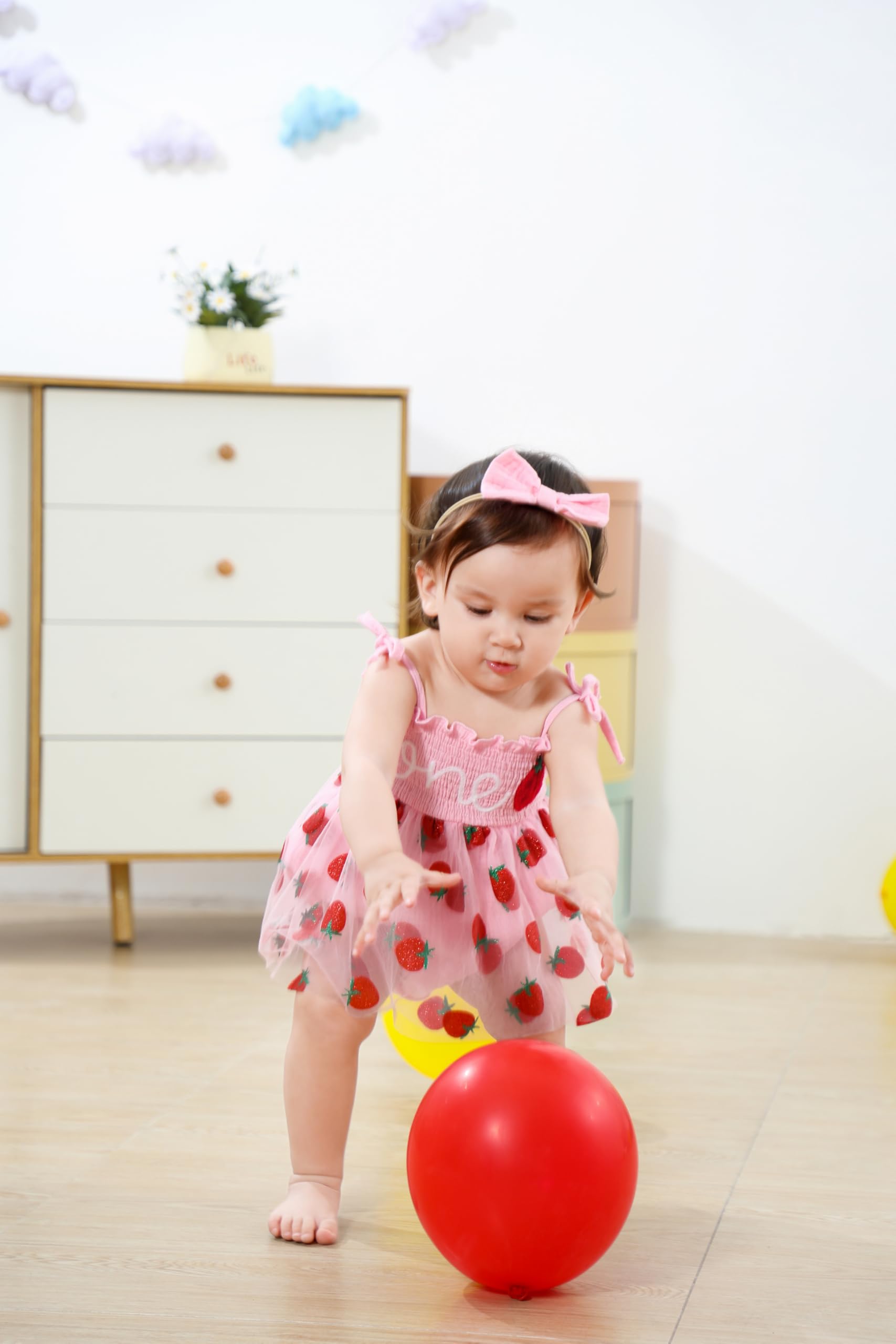 TITKKOP Baby Girl 1st Birthday Clothes One Year Old Tulle Romper Sleeveless Bodysuit Cake Smash Outfits(Pink4,12-18M)