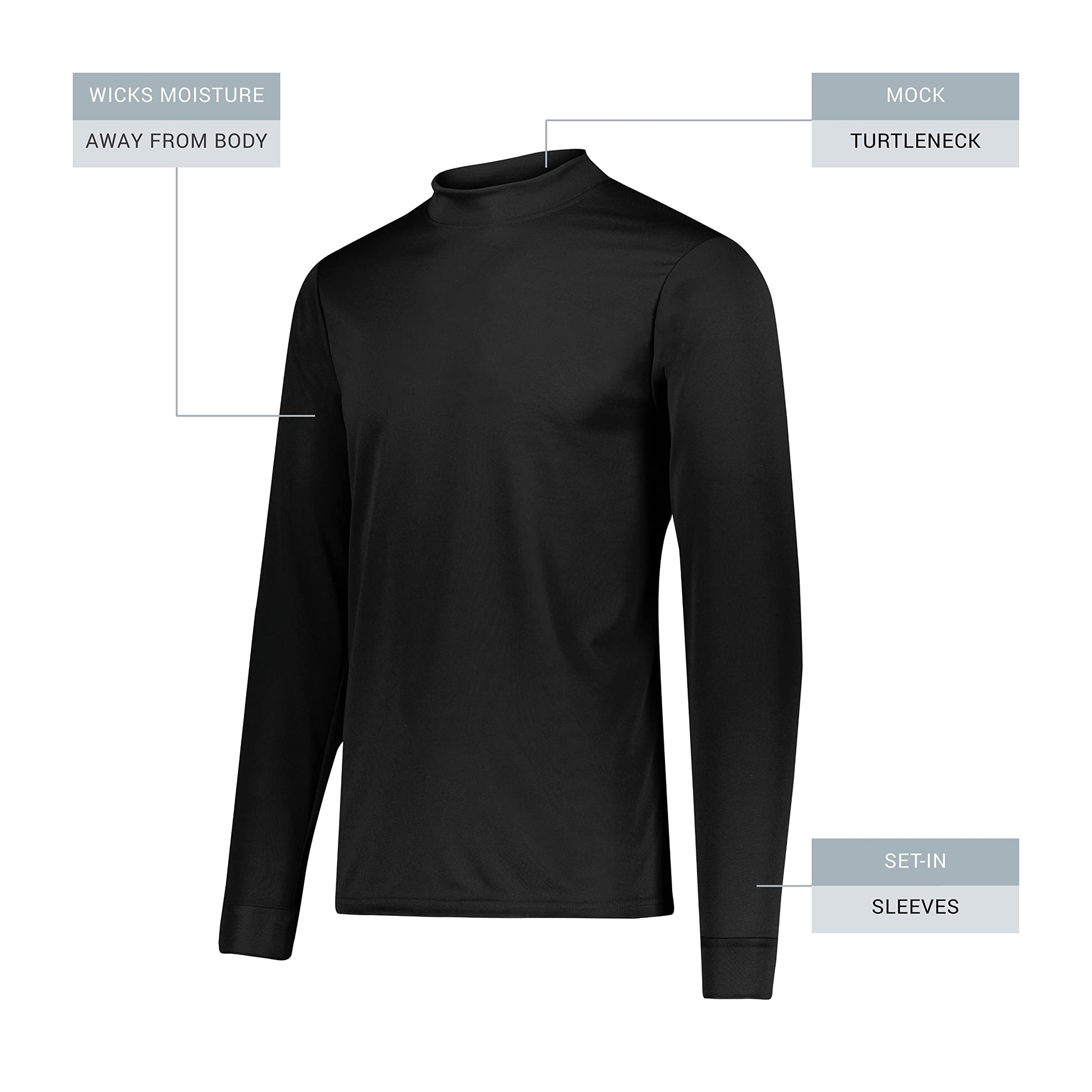 Augusta Sportswear Men's Standard Wicking Mock Turtleneck, Black, Large