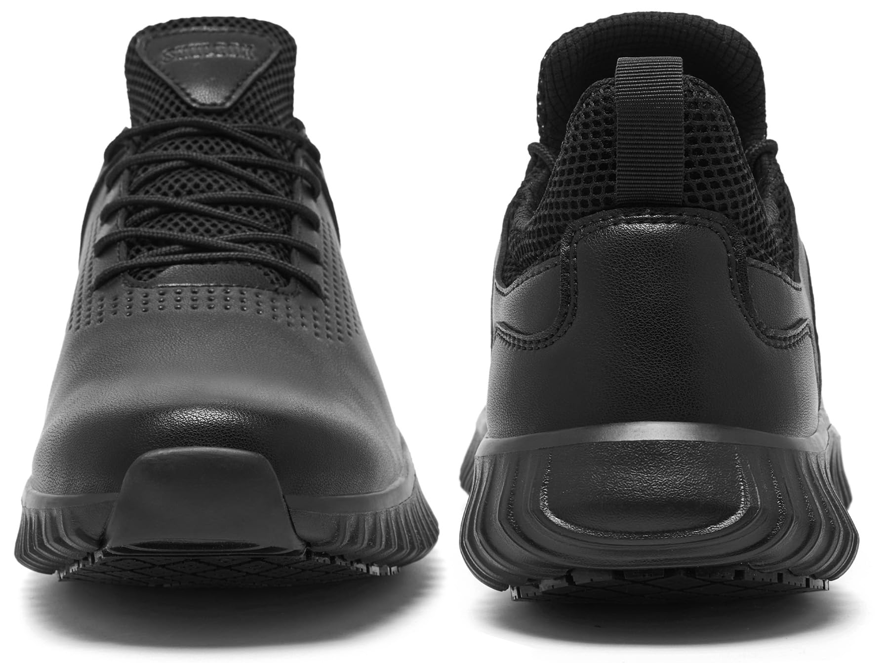 SHULOOK Men's Non Slip Work Shoes Slip On Sneakers Waterproof Food Service Kitchen Chef Restaurant Slip Resistant Walking Shoes Lightweight Comfortable Working Footwear Black Size 9.5