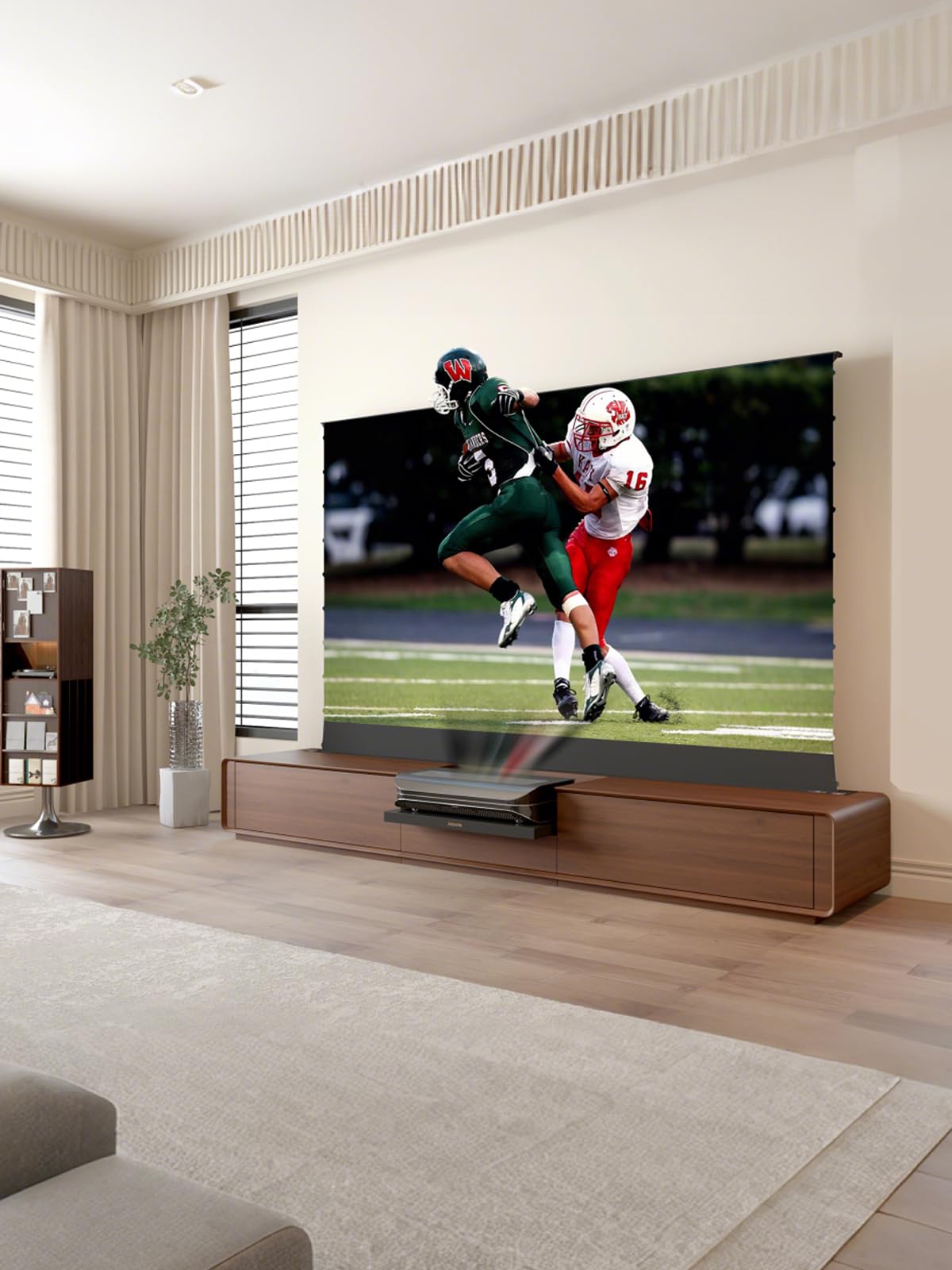Julycode SW-X300 Floor-Rising Screen Laser Tv Integrated Cabinet with 120inch Home Cinema for UST Laser tv (120inch Smart Cabinet + Awol3500)