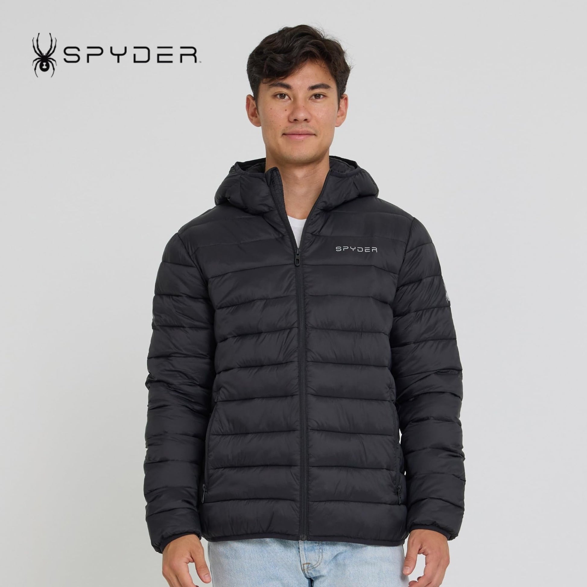 Spyder Packable Puffer Jacket Men with Hood, Lightweight Winter Jackets for Men