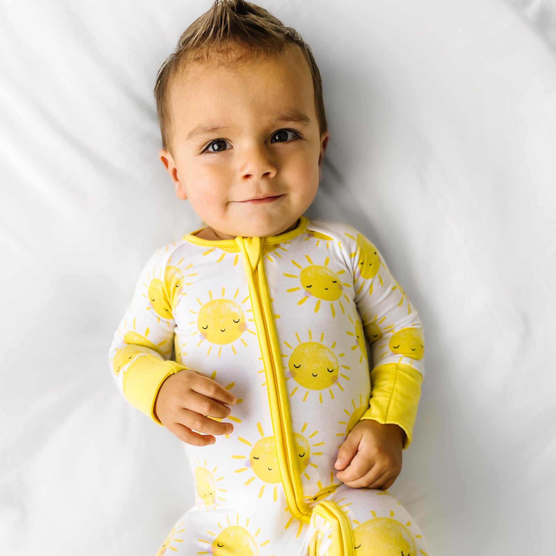 Little Sleepies Pajamas for Baby Boys & Girls, Viscose from Bamboo Baby Pajamas, Snug Sleeper, Toddler PJs, 2-Way Zipper, Sunshine, 12-18M
