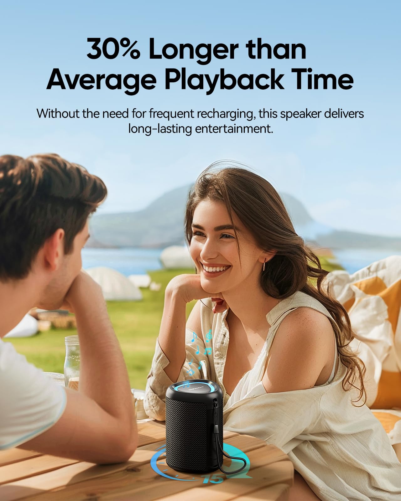 Portable Bluetooth Speaker with Lights, Stocking Stuffers, Powerful Crystal Clear Sound, IPX5 Waterproof, All Day Playtime, BT 5.3, TWS Paring, Small Wireless Speaker for Outdoor, White Elephant Gifts