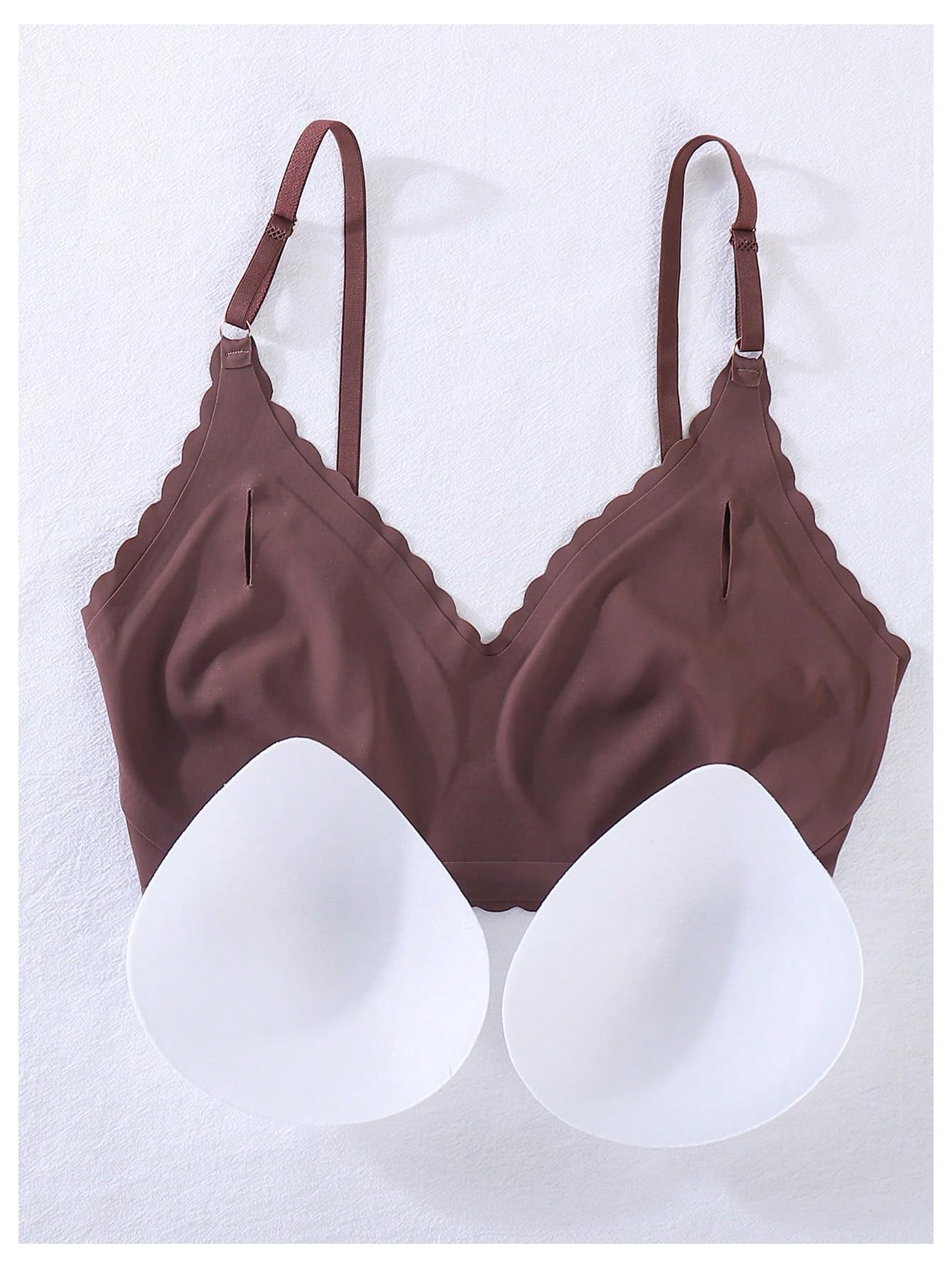 BEAUDRM Women's 5 Pack Seamless Lingerie Sets Scallop Trim Wireless Bralettes No Show Bra and Panty Sets Matching Underwear Multicolor Medium