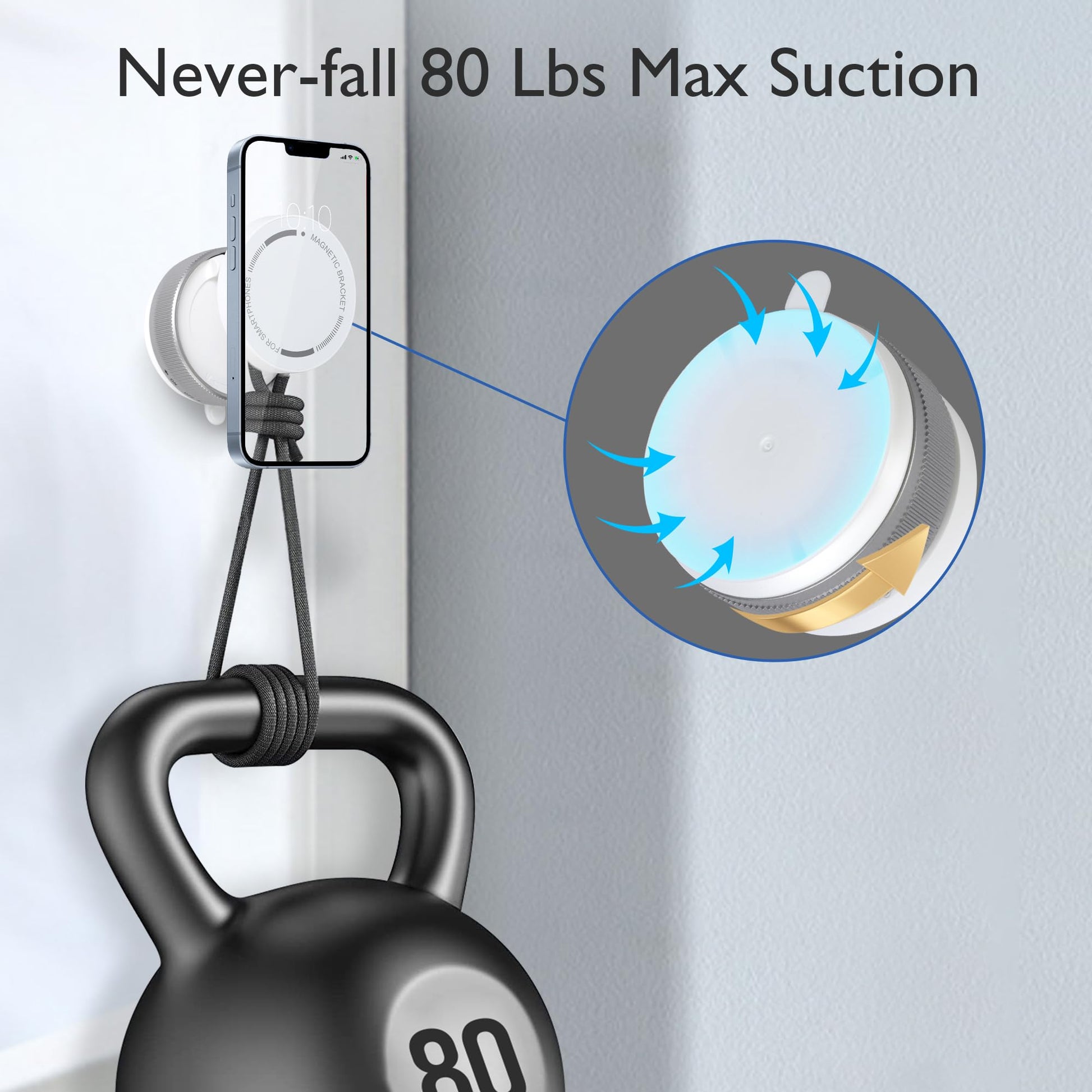 CornrStr 360° Vacuum Magnetic Phone Holder Compatible w/Magsafe- Foldable Hands-Free Mount for Dashboard/Shower/Mirror/Car/Travel/Gym/, Portable, Reusable Instant Suction, Fits iPhone & Android