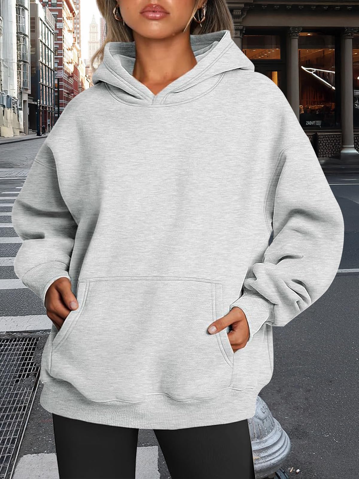 Trendy Queen Womens Oversized Hoodies Fleece Sweatshirts Fall Fashion 2025 Pullover Sweaters Winter Clothes Grey M