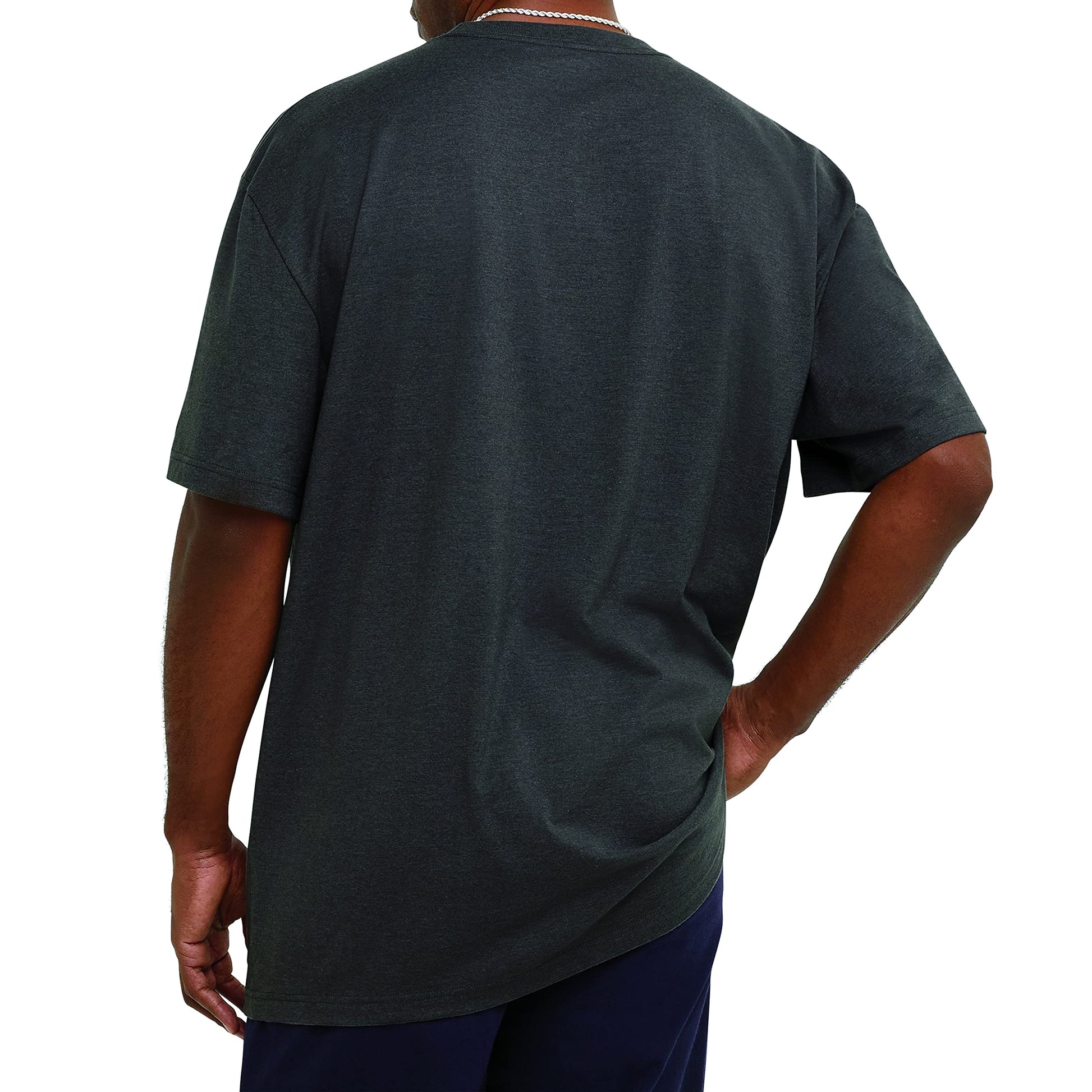 Champion mens Classic T-shirt, Script Logo T Shirt, Granite Heather-y07718, Large US