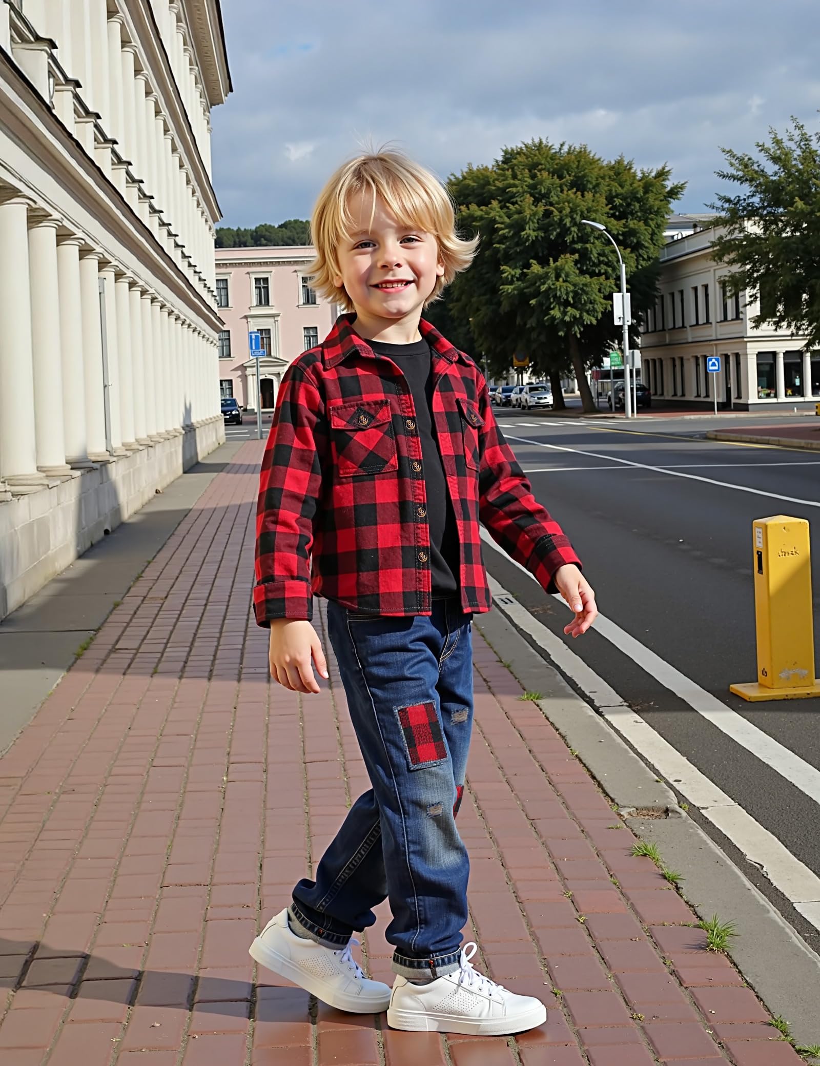 Tainmully Baby Boy's Clothing Plaid Shirt Jacket White T-shirt Top and Jeans Pants 3Pcs Boys Clothes 3T Winter Outfits