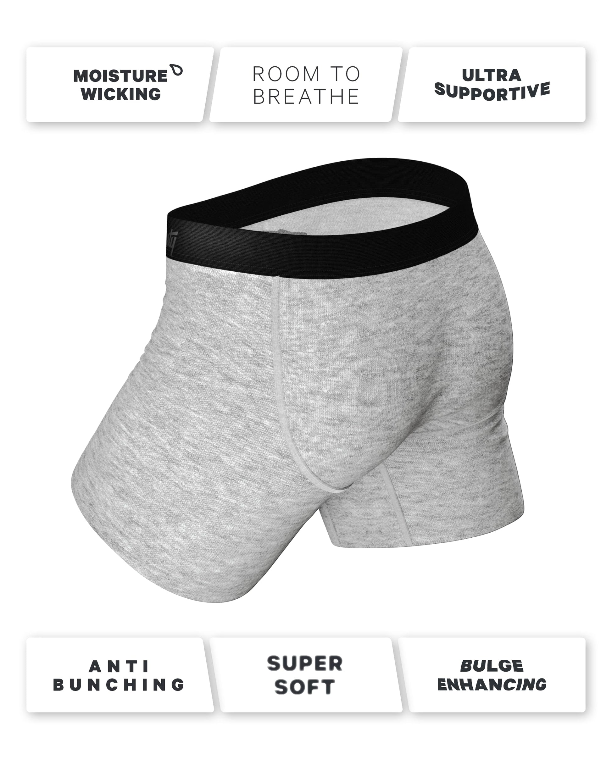 Shinesty Hammock Support Mens Underwear | Boxer Briefs Men with Fly | US XL 3 Pack Black/Grey/Navy