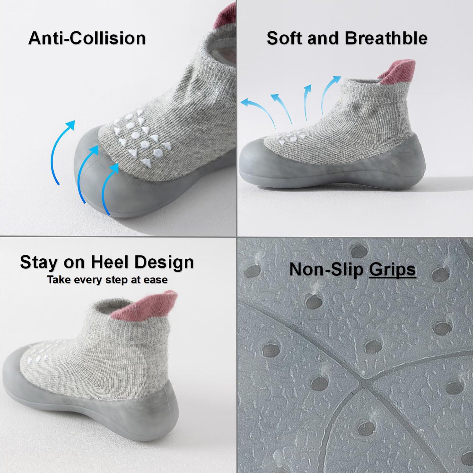 Hstyle Baby Sock Shoes Toddler Walking Shoes Infant Non-Slip Slippers Soft Rubber Sole Sneakers for Baby Boys Girls