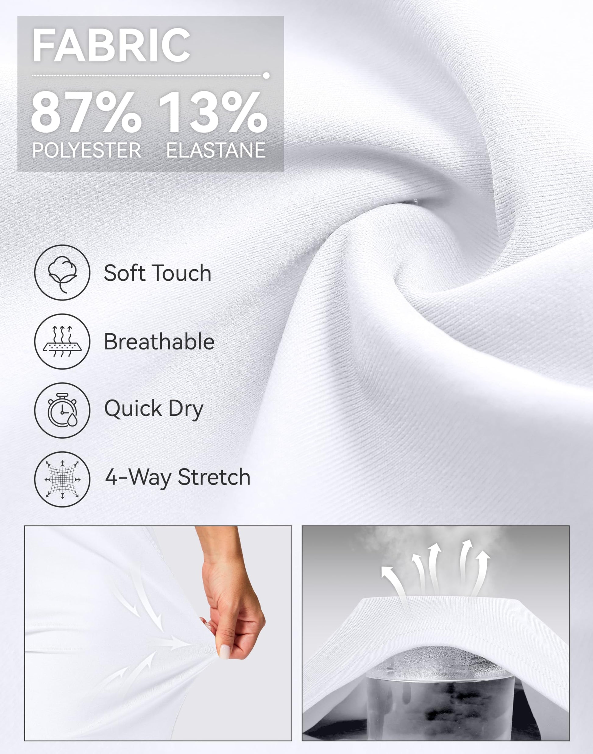 G Gradual Bermuda Shorts for Women with Pockets 10" Knee Length Womens High Waisted Long Shorts for Walking Athletic Workout(White,S)