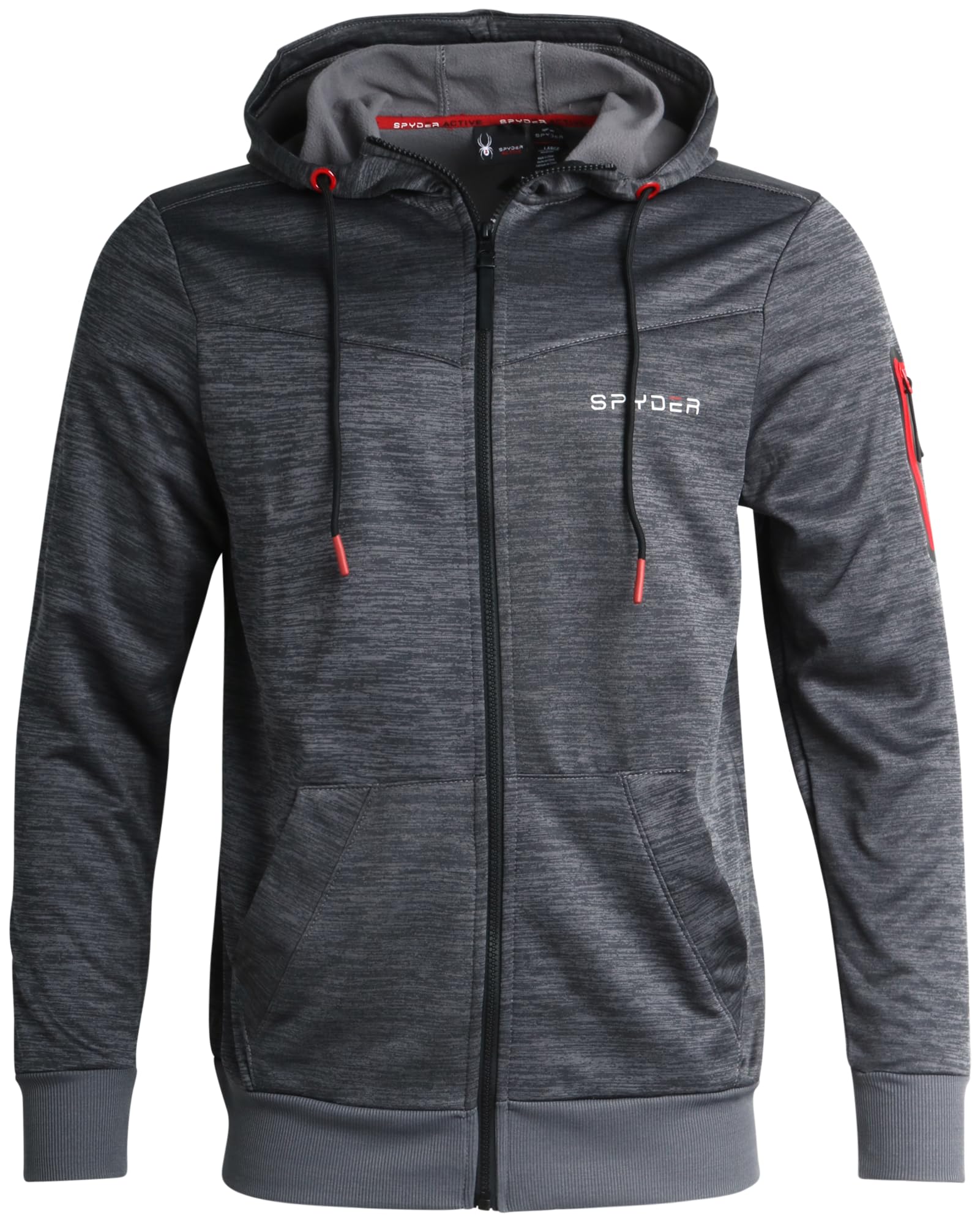 Spyder Men's Active Sweatshirt - Performance Tech Fleece Zip Hoodie Sweatshirt - Workout Full Zip Track Jacket for Men (S-XL), Size Medium, Charcoal Heather
