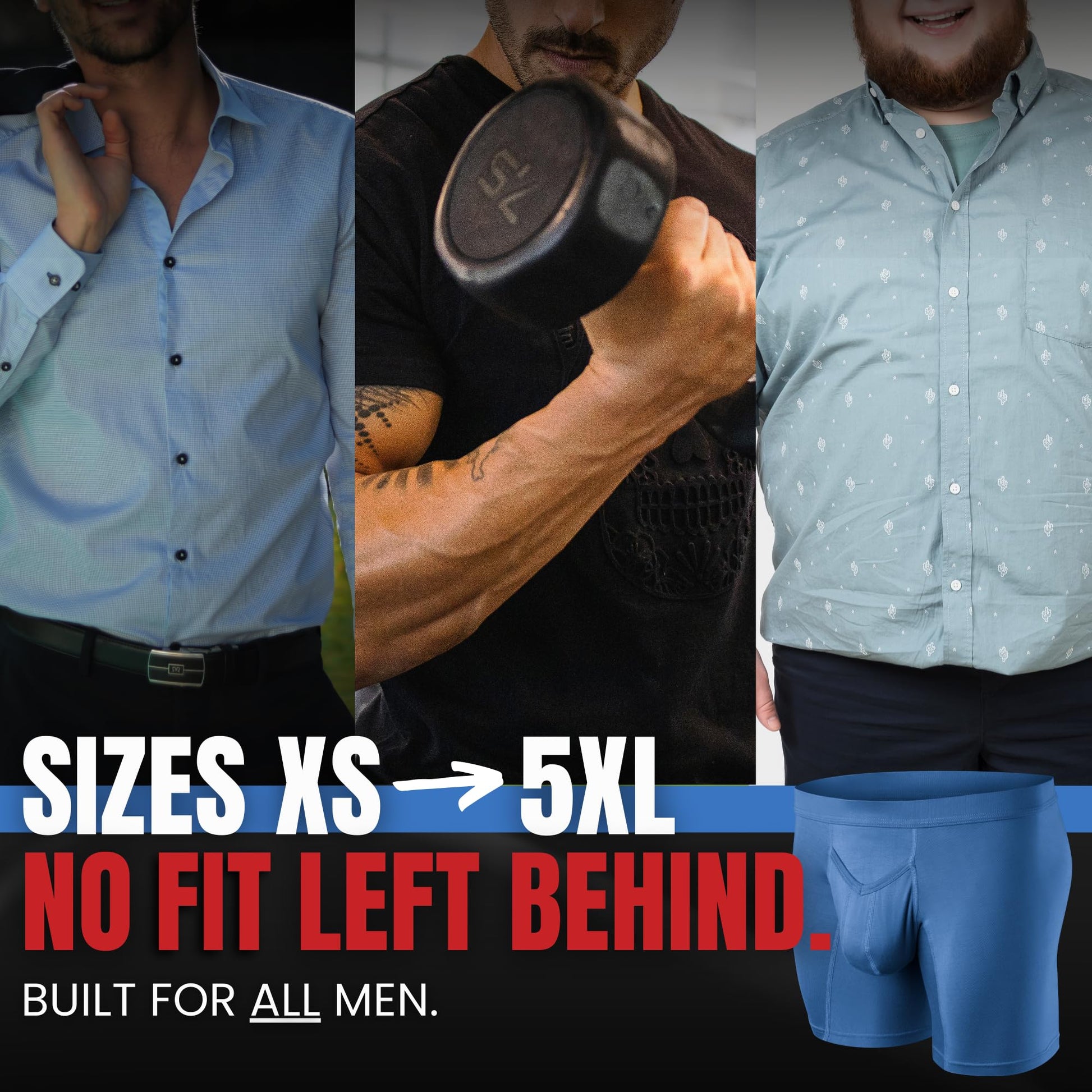 Real Men 7in Modal Boxer Briefs V-Fly B Pouch Lrg 3pk Blu/HthrGry/SltGry Mens Black Underwear Men Mens Black Boxer Briefs Best Bulge Enhancing Underwear