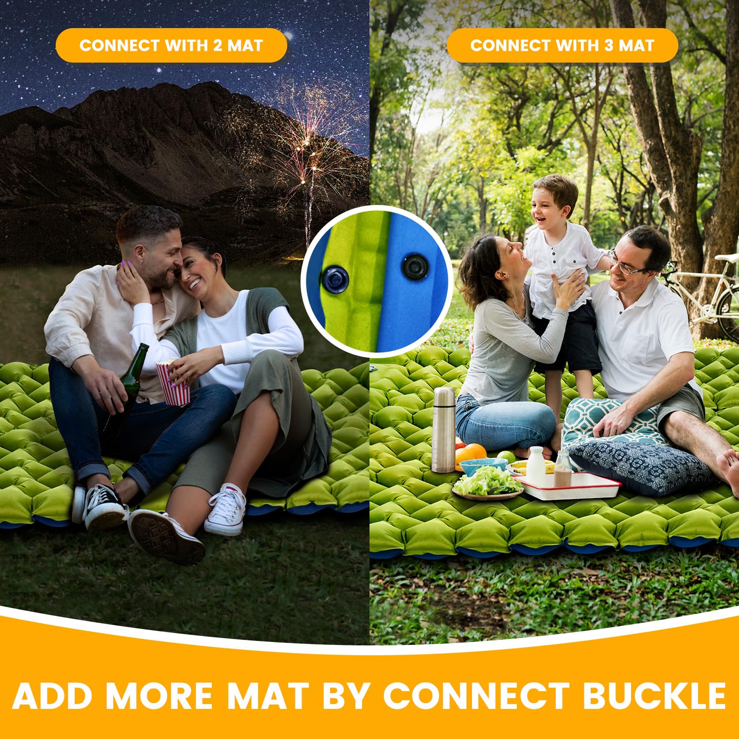 Oramoose Camping Sleeping Pad, 4in Thick Ultralight Inflatable Camping Mat with Pillow, Built-in Foot Pump Sleeping Mat, Wide Compact Camping Pad for Travel Tent Hiking Backpacking Trip Car Camp Gear