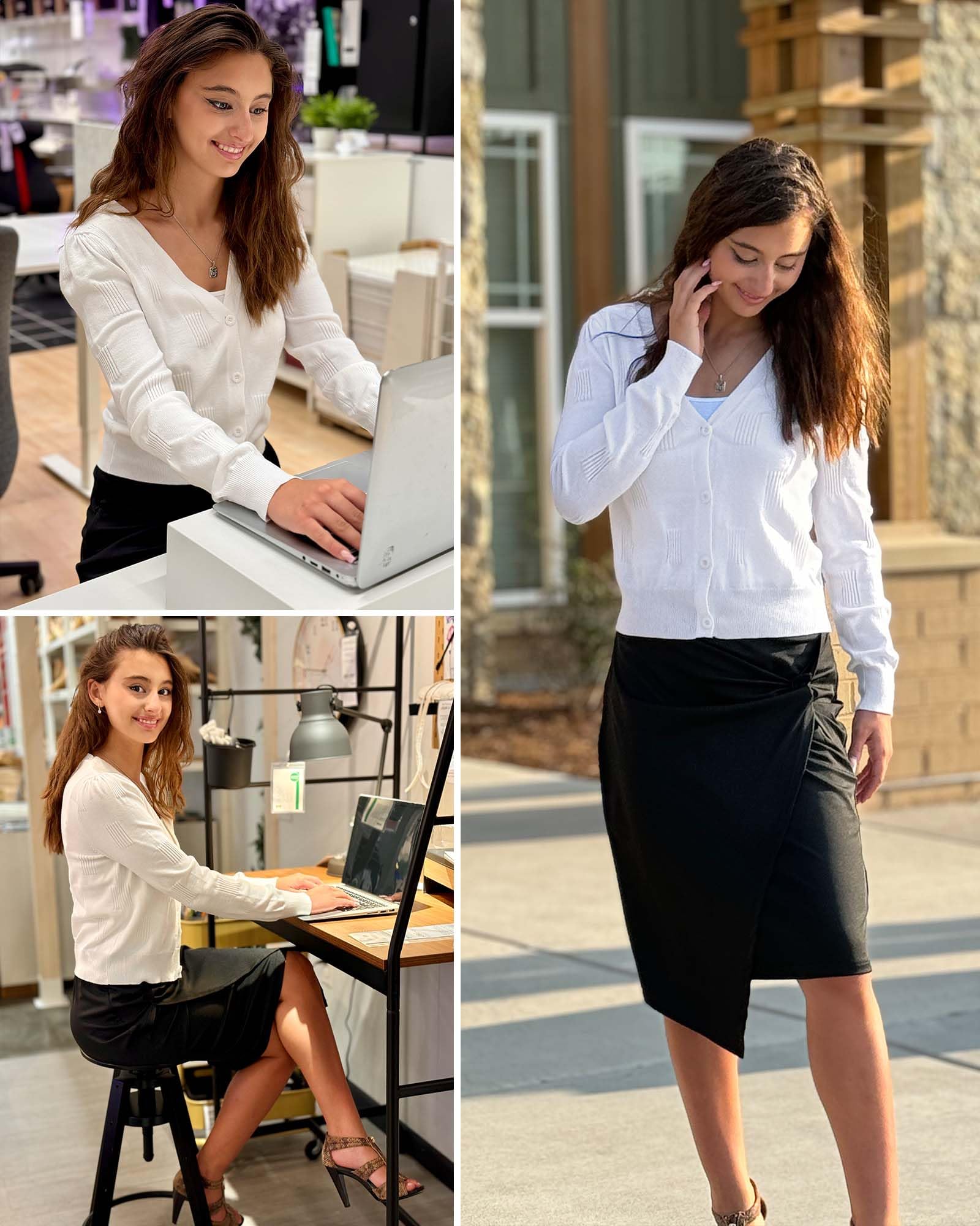 Arach&Cloz Womens Fashion Cardigan Sweaters for Women Long Sleeve Early Fall Lightweight Shrug Knit Sweater Tops Trendy Clothing Jacket Cozy Clouds White