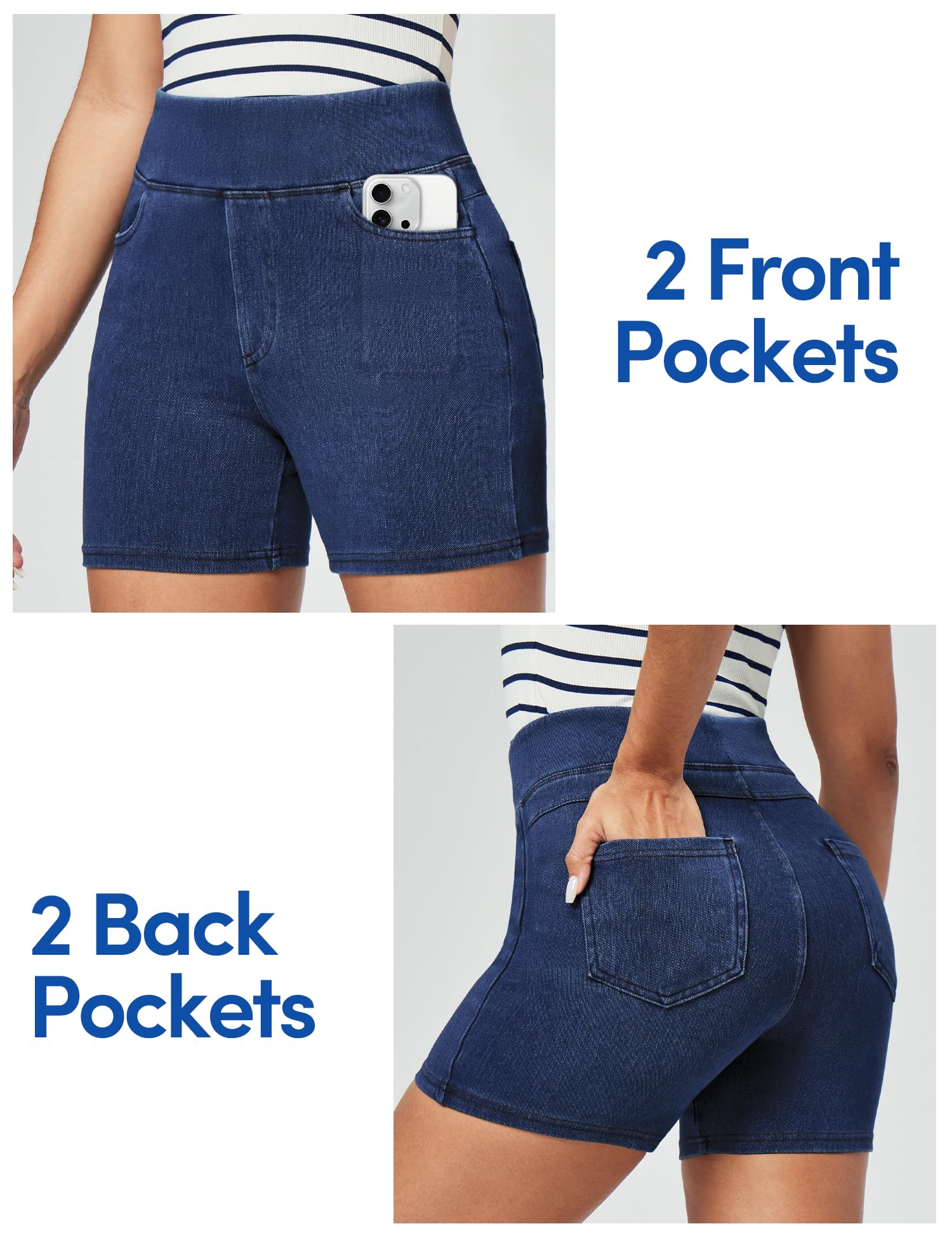 IUGA Stretchy Jean Shorts for Women High Waisted Pull On Jorts with Pockets Denim Shorts Women Summer Casual Shorts 2025