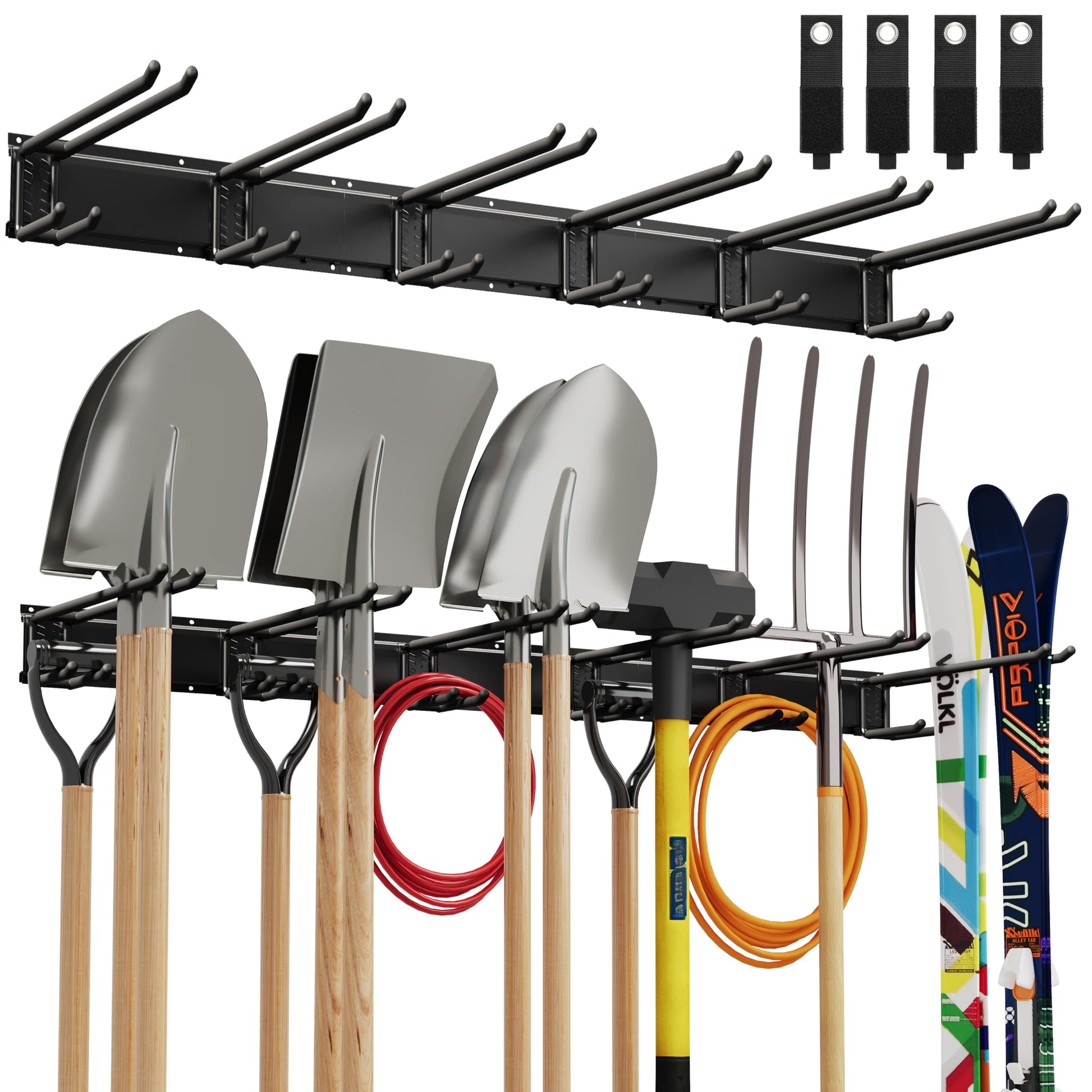 Waturis Tool Storage Rack, 48 Inch Heavy Duty Garage Wall Organzier, 13Pcs Adjustable Garden Tool Organizer for Garage Storage Organization Yard Shed Tool Organizer