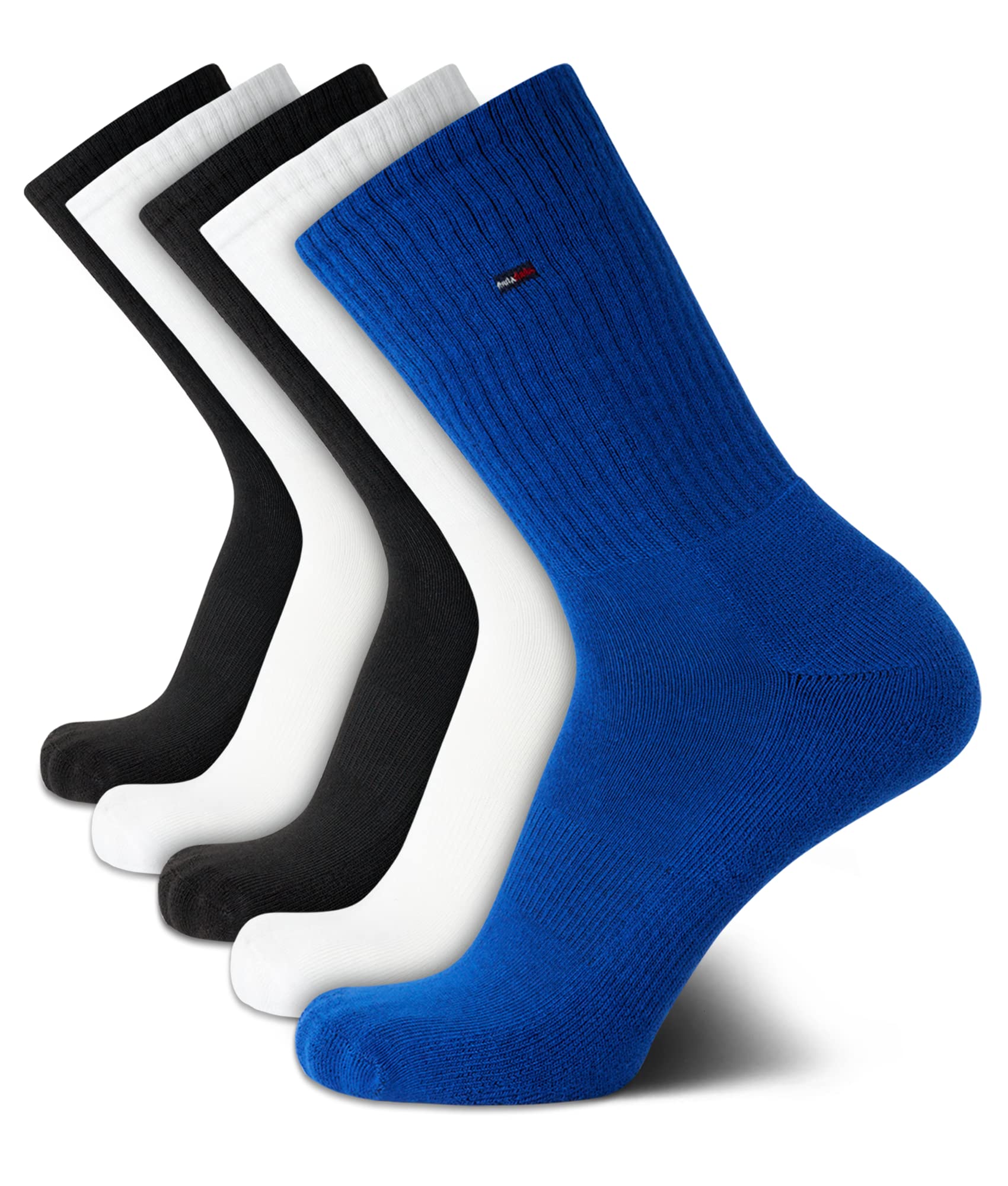 Tommy Hilfiger Men's Athletic Socks - Cushioned Crew Socks (5 Pack), Size 7-12, Blue Logo