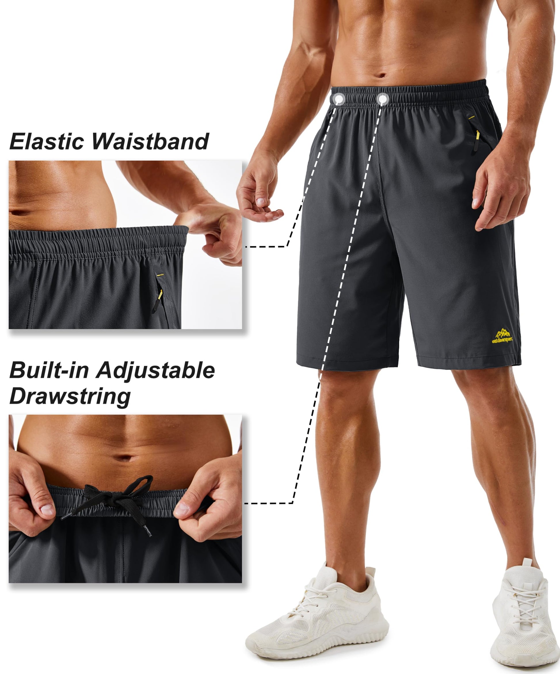 TACVASEN Mens Gym Athletic Shorts Running Workout Shorts for Men 9 Inch Inseam Lightweight Quick Dry Summer Golf Casual Beach