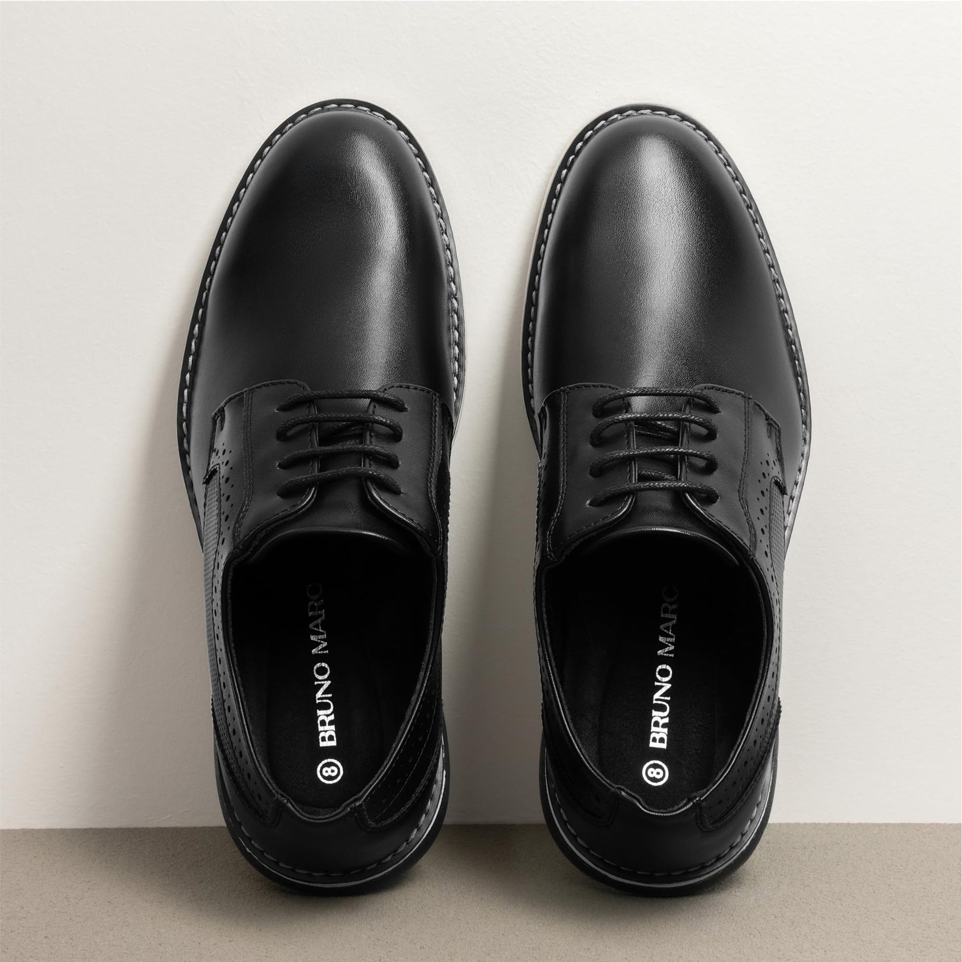 Bruno Marc Men's Casual Dress Sneaker Shoes, Business Formal Derby Plain Toe Oxfords Crossflex GentEdge,Size 12,Black,SBOX223M