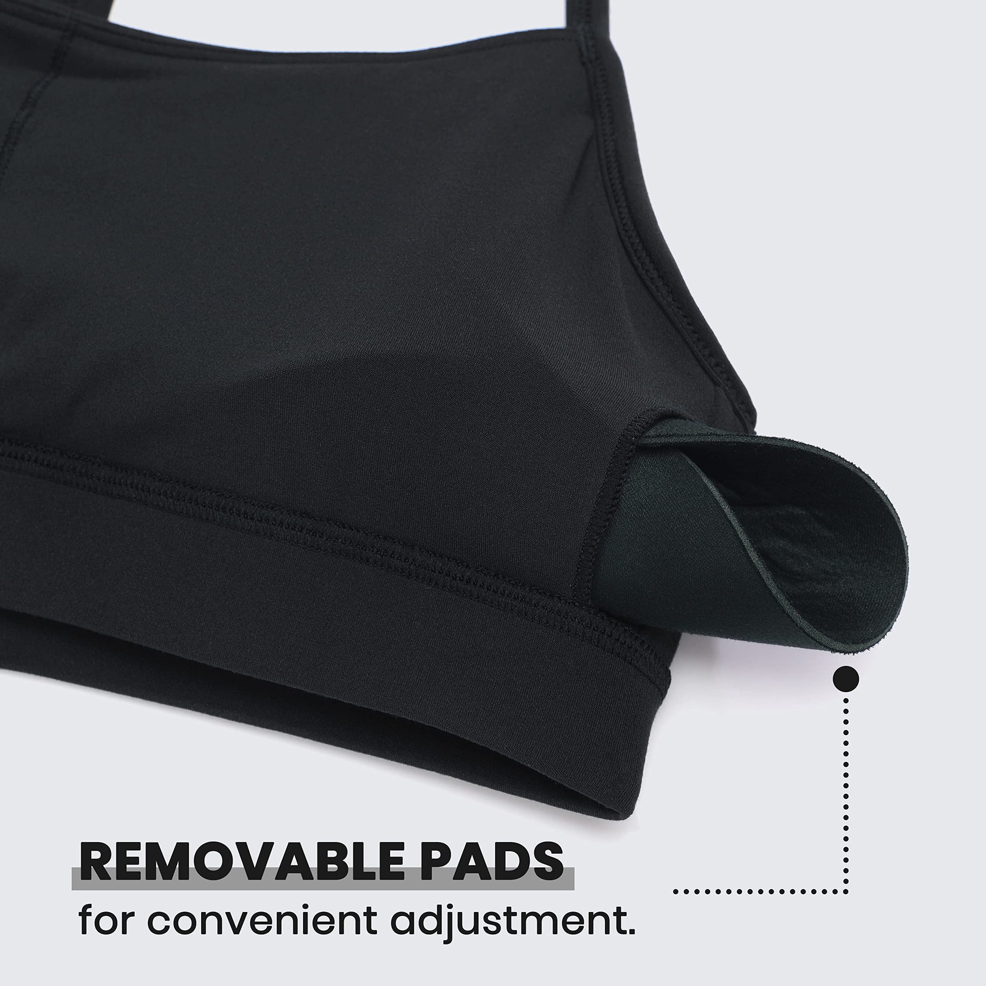 CRZ YOGA Butterluxe Womens Y Back Sports Bra - Padded Racerback Low Impact Spaghetti Thin Strap Workout Yoga Top Black Medium