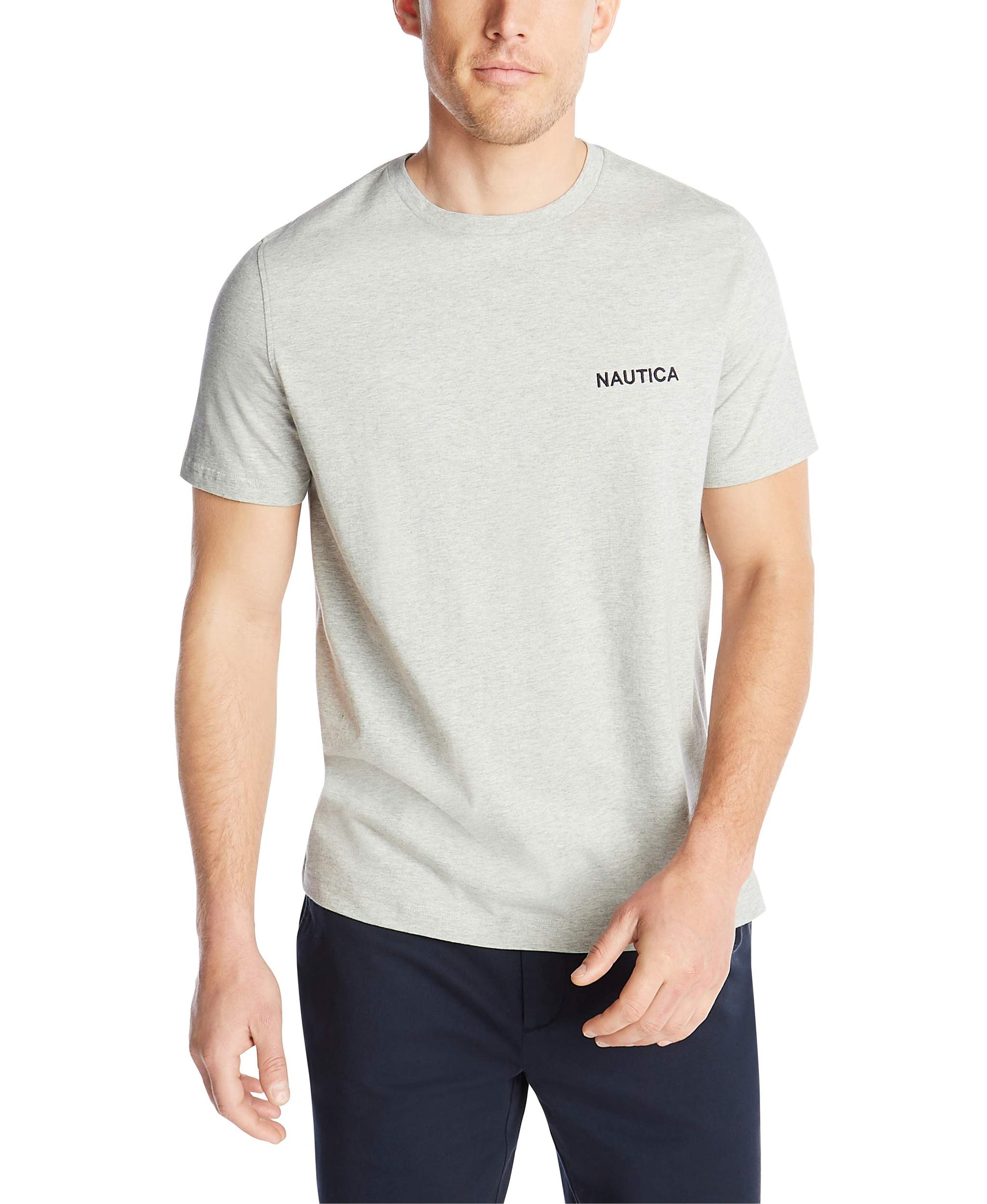 Nautica Men's Short Sleeve Solid Crew Neck T-Shirt, Grey Heather, XX-Large