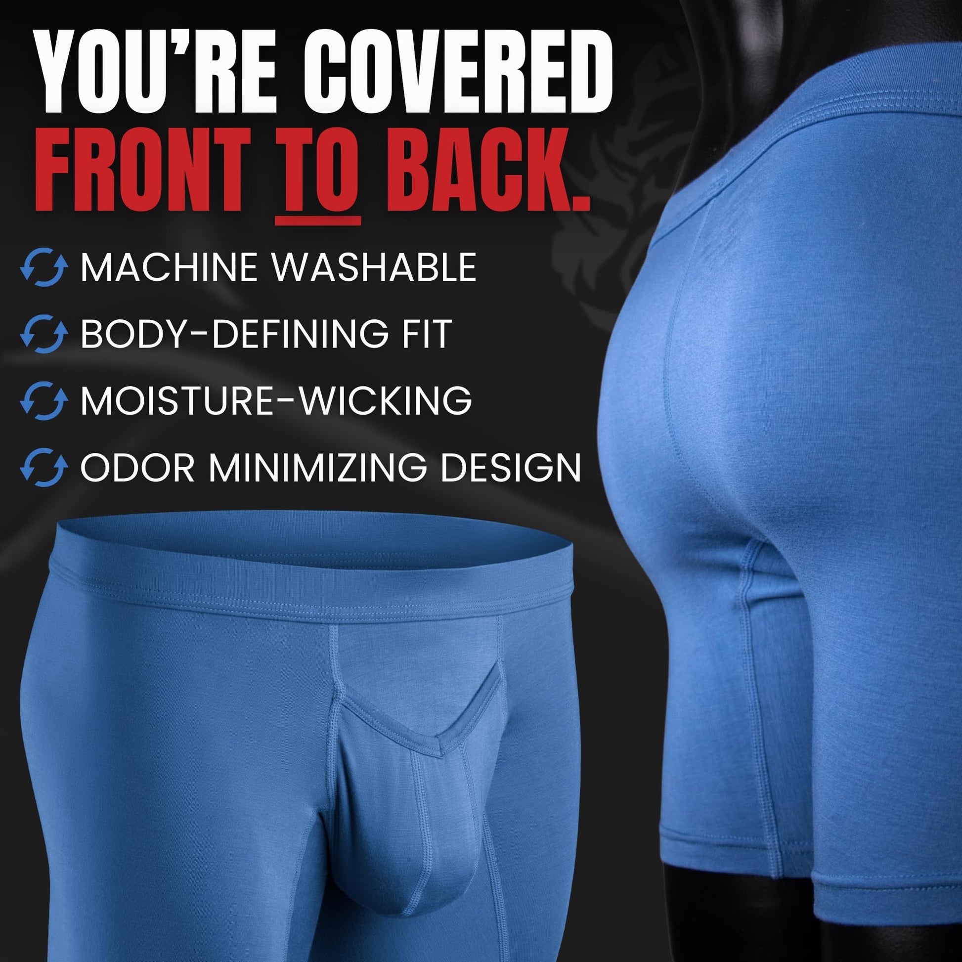 Real Men 7in Modal Boxer Briefs V-Fly B Pouch Lrg 3pk Blu/HthrGry/SltGry Mens Black Underwear Men Mens Black Boxer Briefs Best Bulge Enhancing Underwear