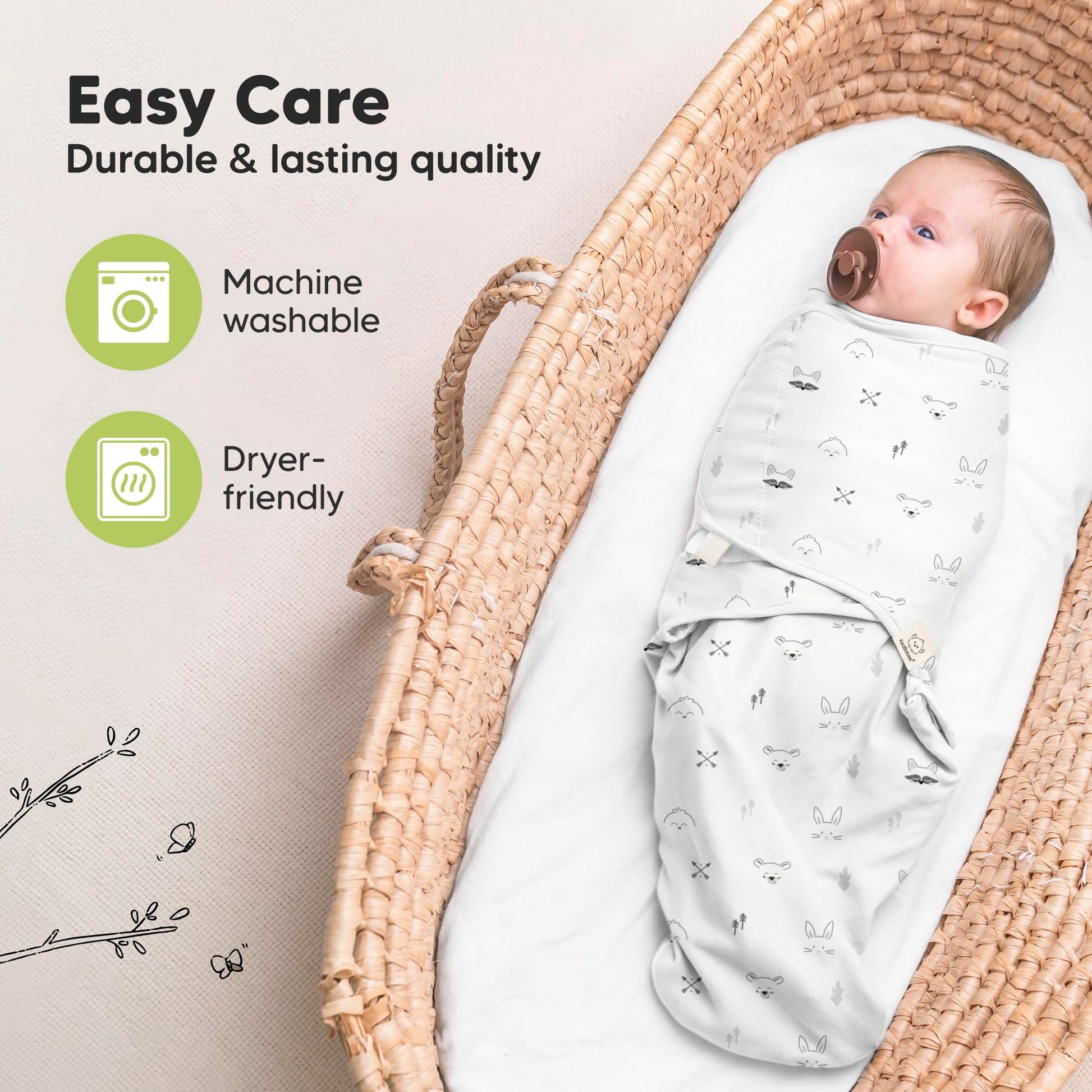 KeaBabies 3-Pack Organic Baby Swaddle Sleep Sacks - Swaddles for Newborns, Infant 0-3 Months, Baby Girls, Boys, Soft & Snug Newborn Sleep Sack, Nursery Swaddling Blankets (Nordic)
